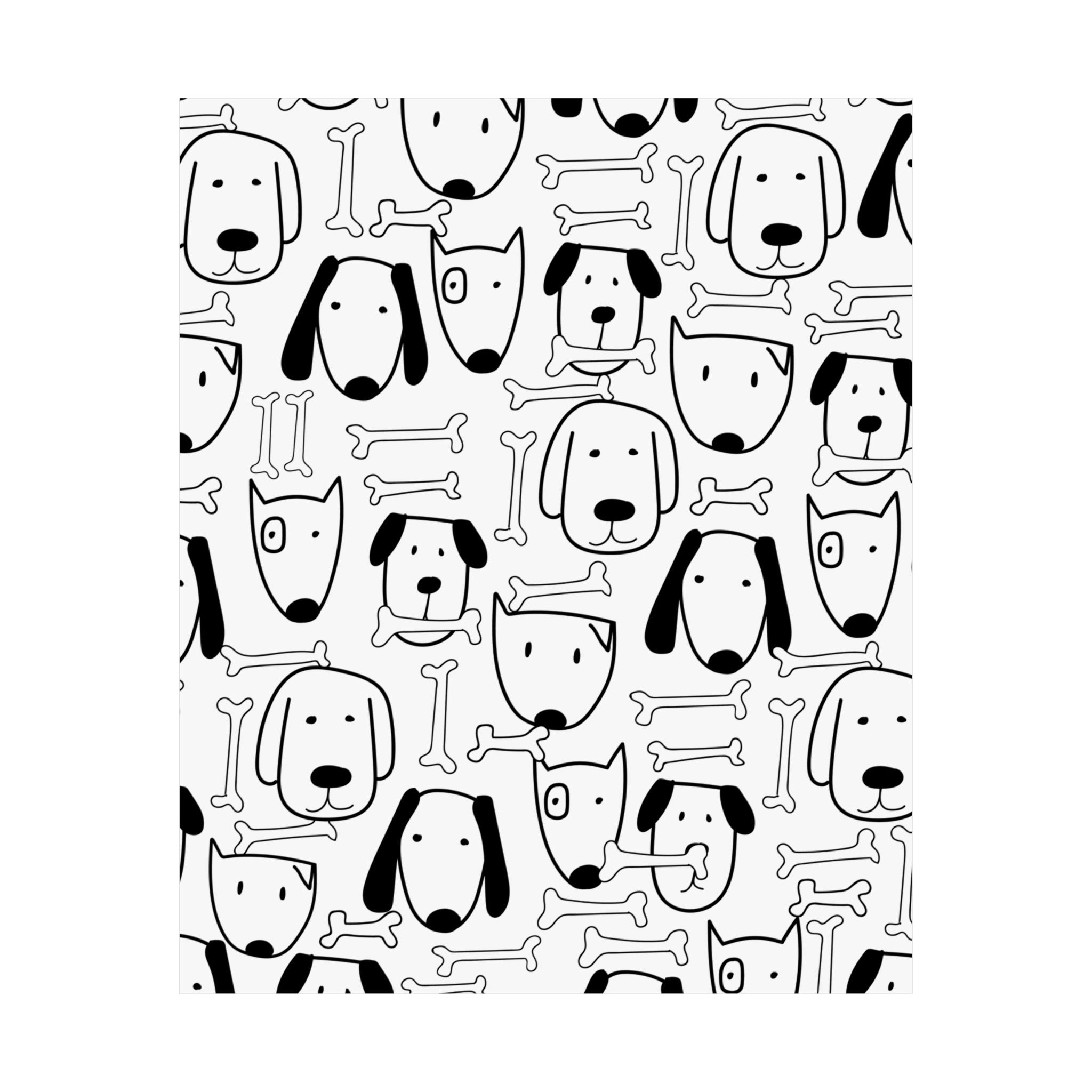 Cute Dogs & Bones Kids Poster