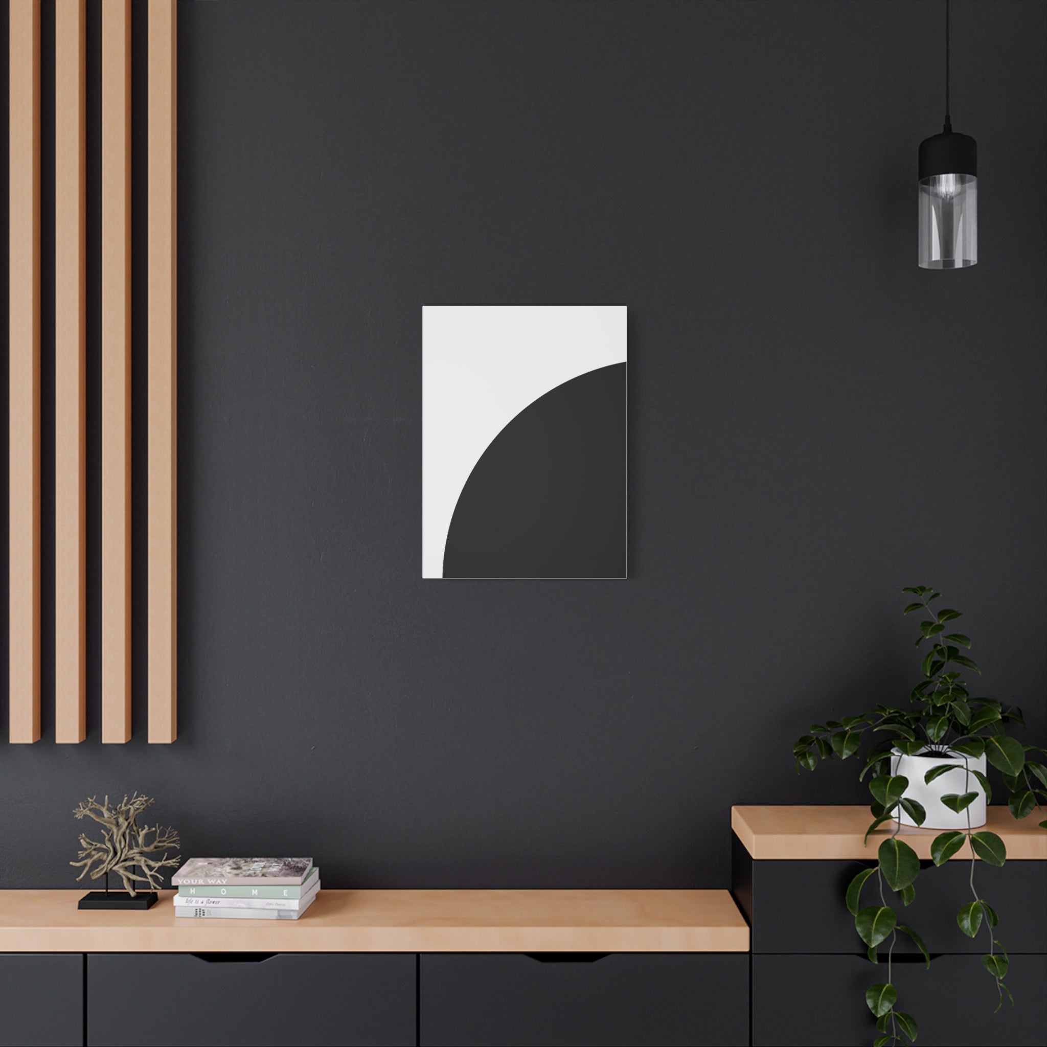 Abstract Black Semicircle Canvas Art