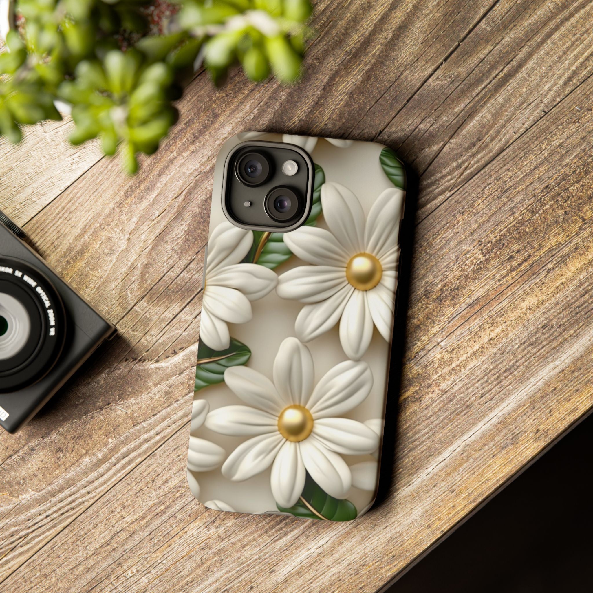 Sculpted Daisy iPhone Case - Hexagon Stone