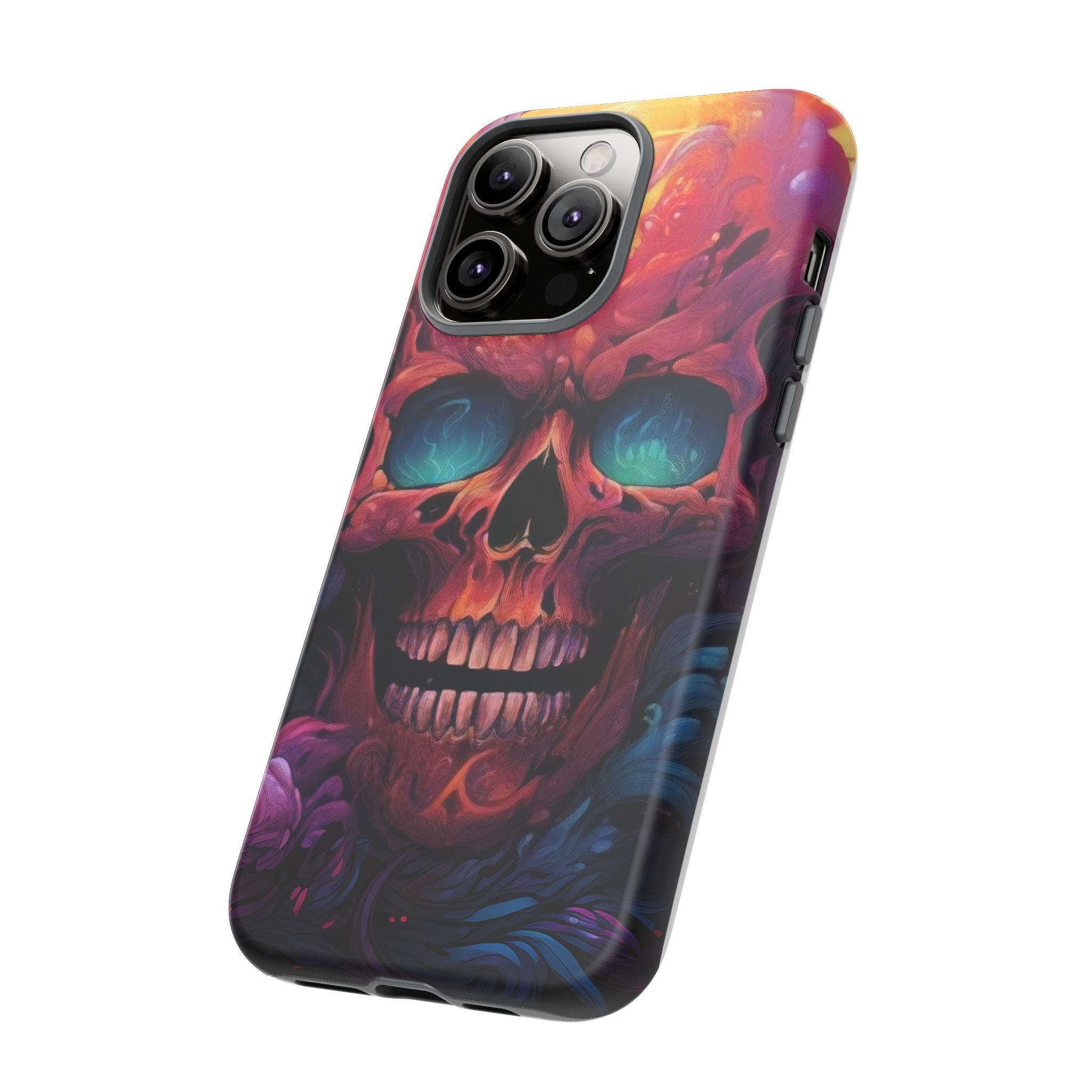 Fiery Skull Hexagon iPhone Case - Rugged Texture