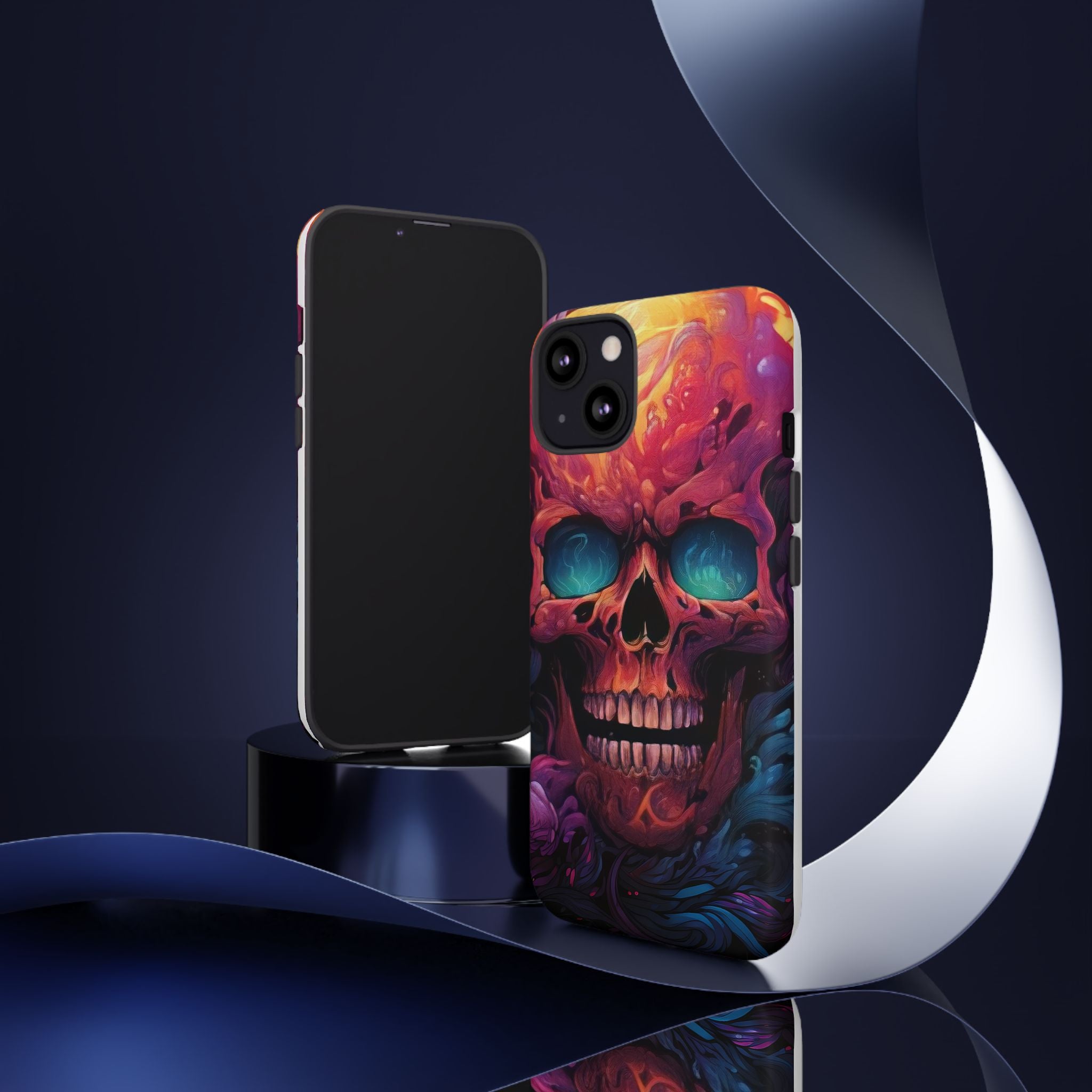 Fiery Skull Hexagon iPhone Case - Rugged Texture