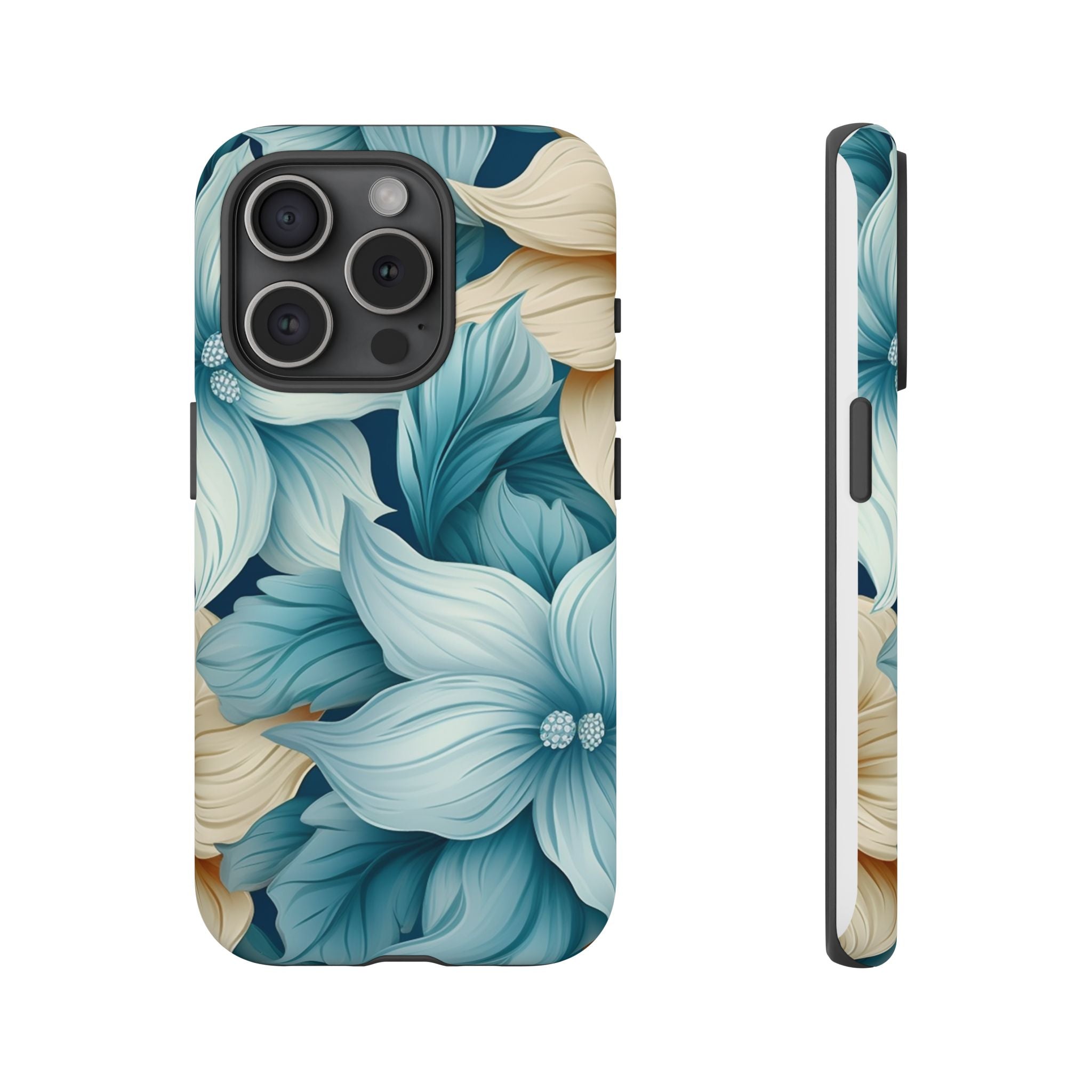 Teal Floral Hexagon iPhone Case - Rugged