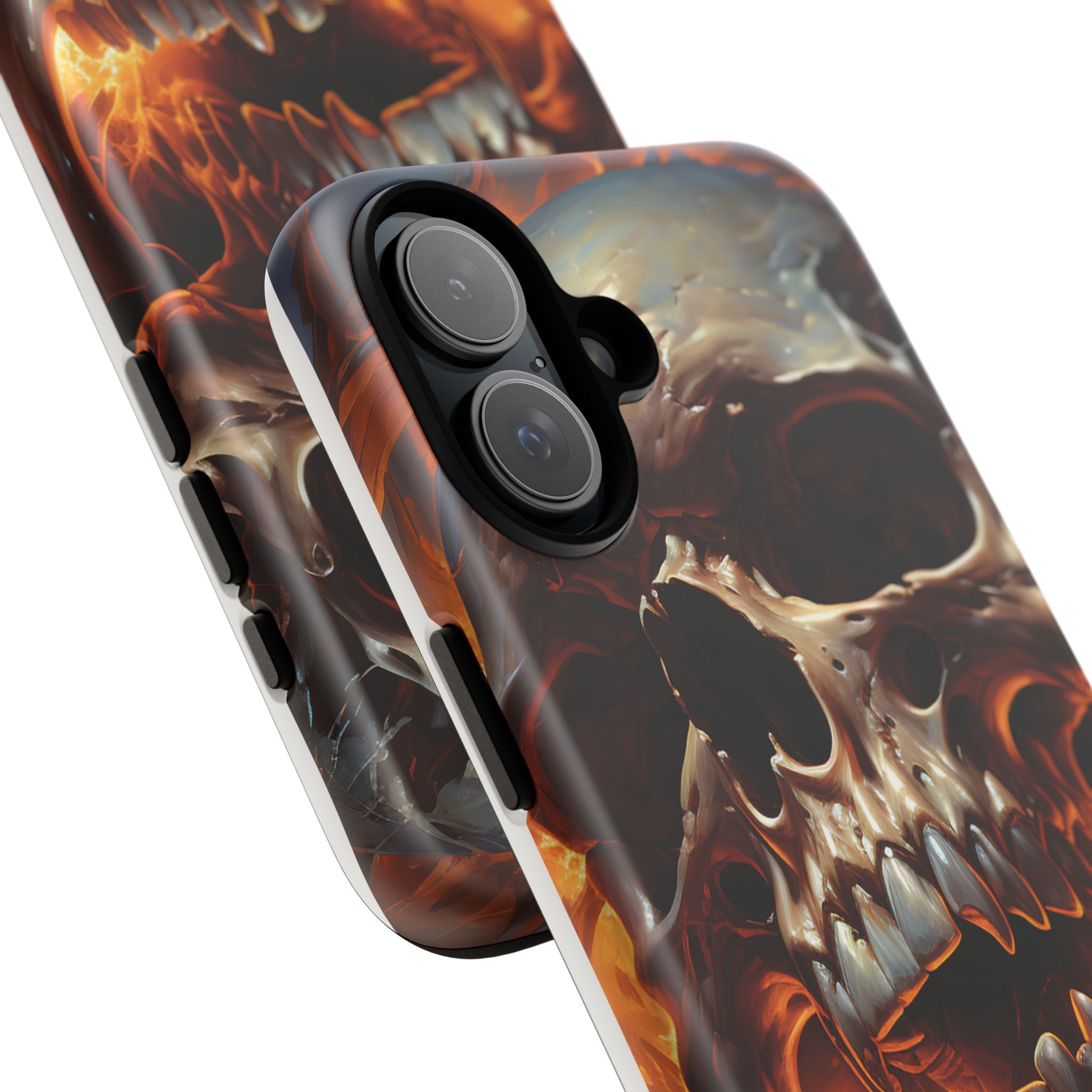 Fiery Skull Hexagon iPhone Case - Rugged