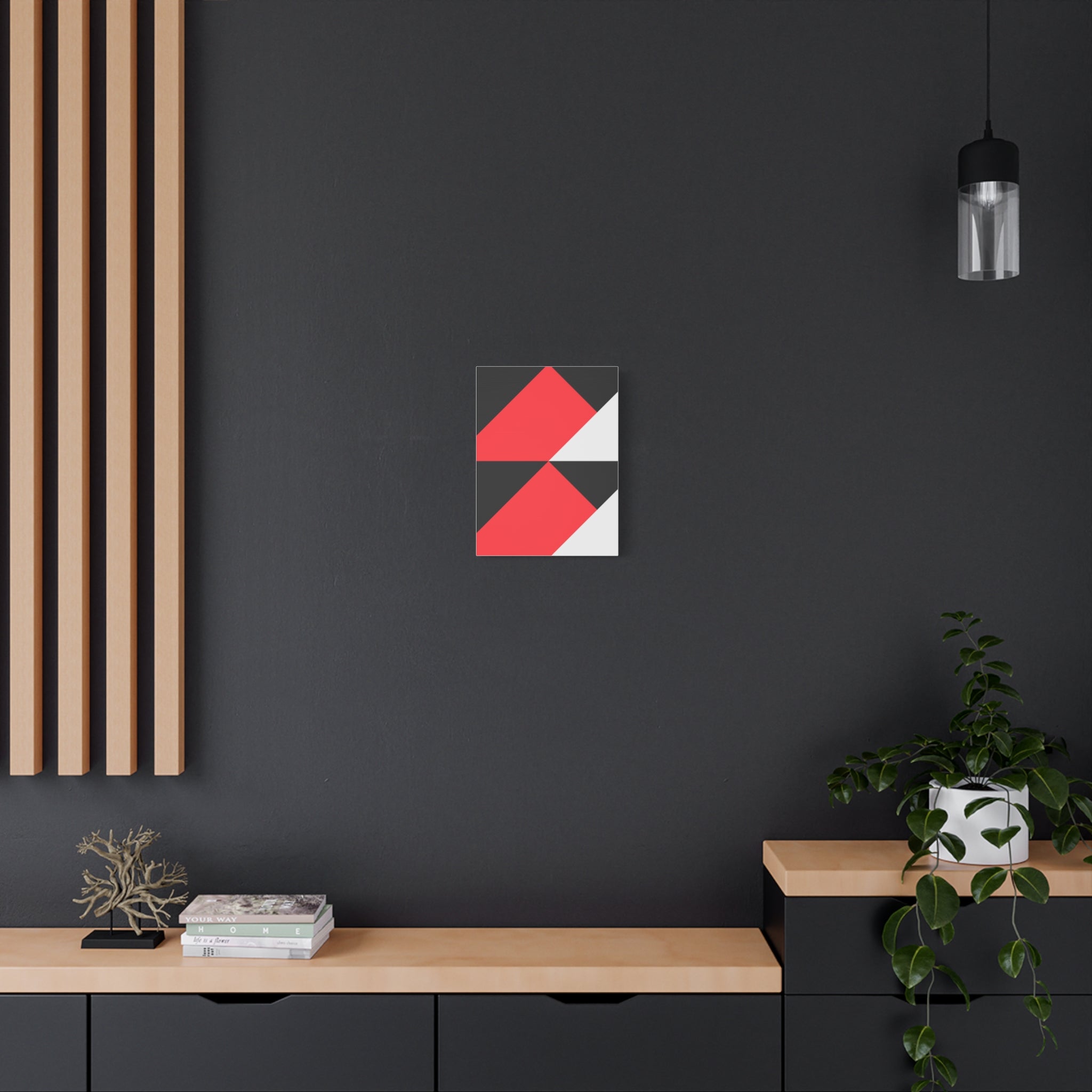 Geometric Red & Gray Canvas Art