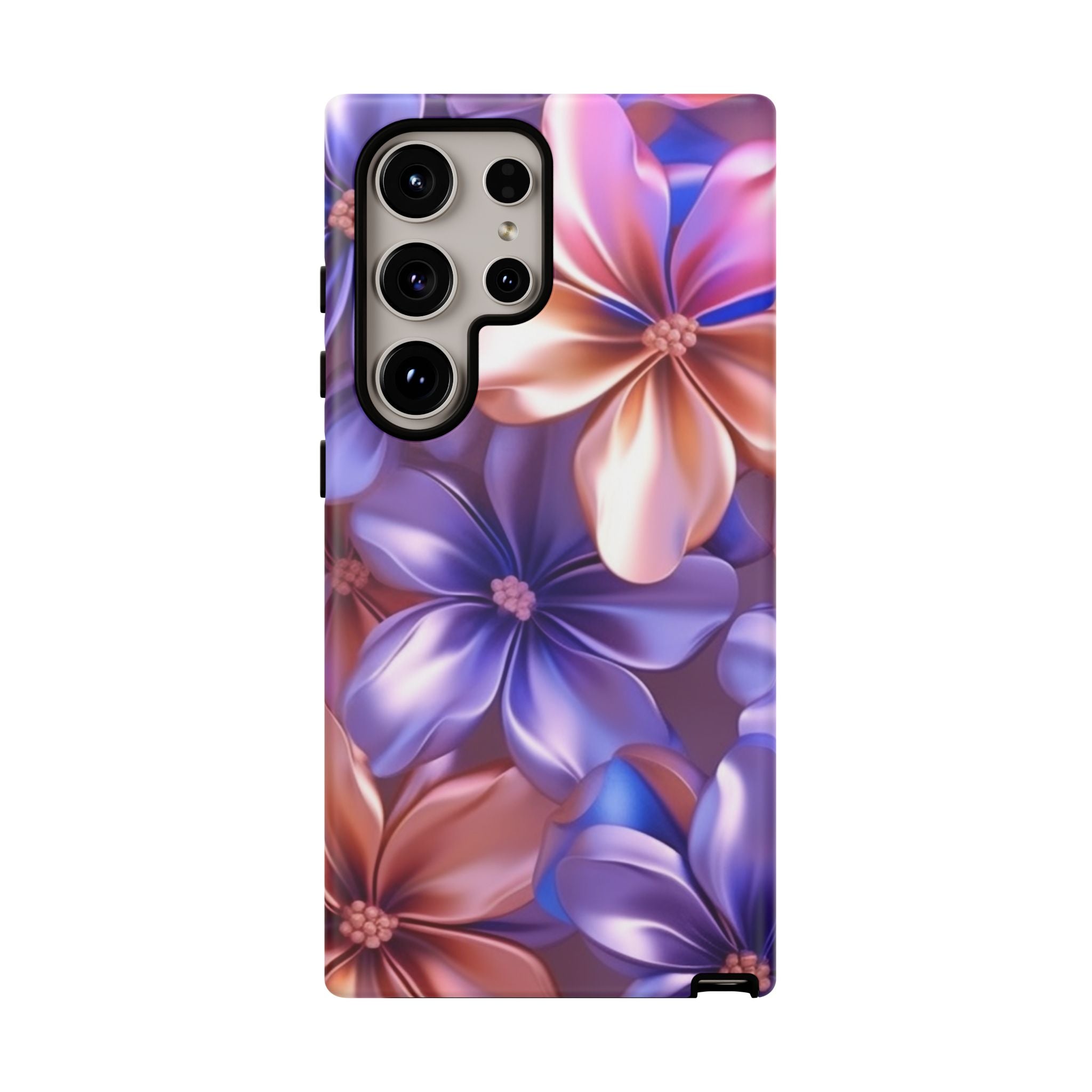 Metallic Flower Samsung Case - Rose Gold & Lavender