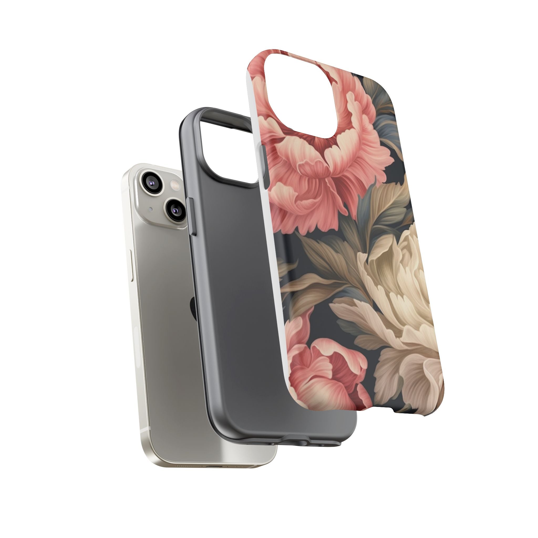 Blush Peony Floral iPhone Case - Hexagon Stone