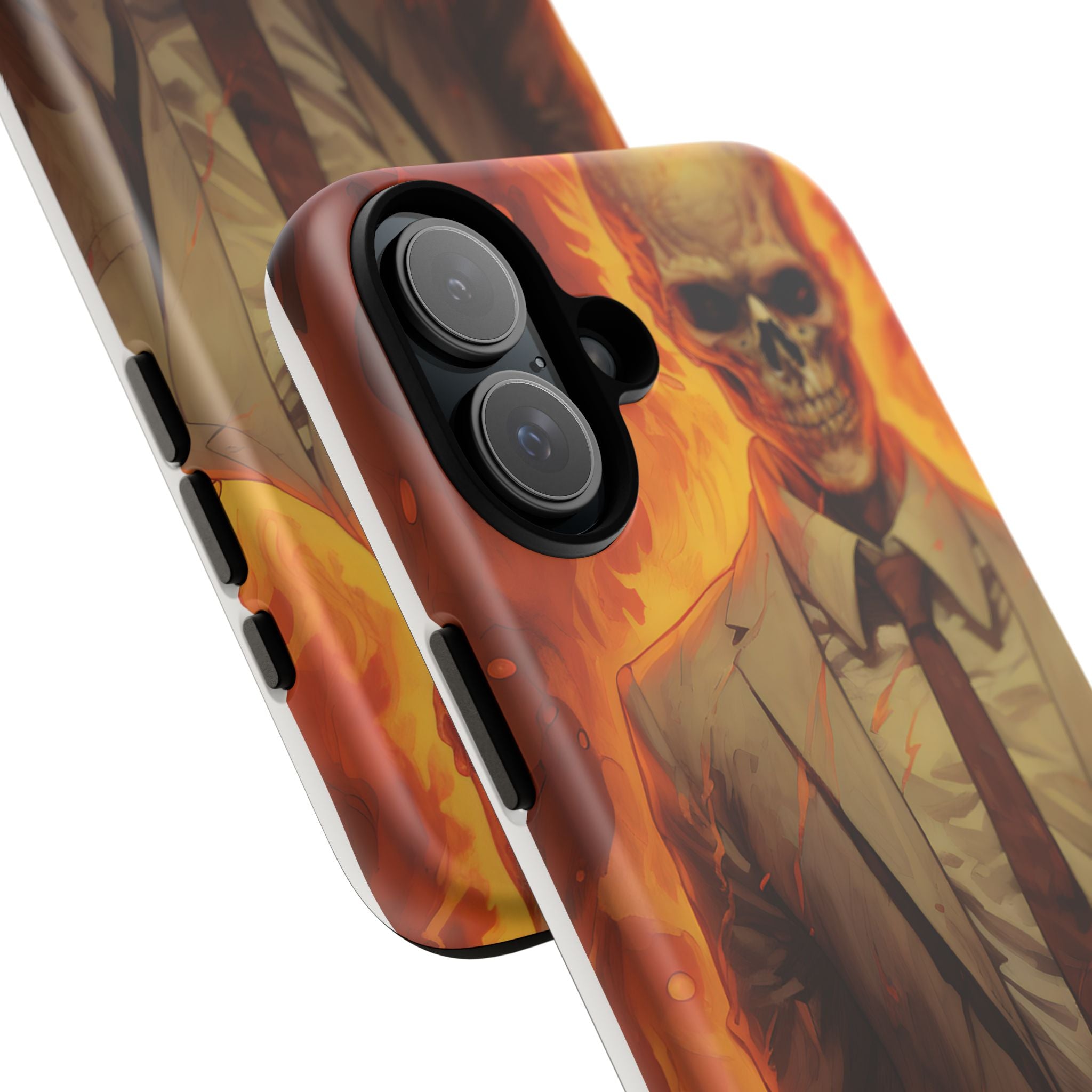 Fiery Skull Man Hexagon Stone iPhone Case