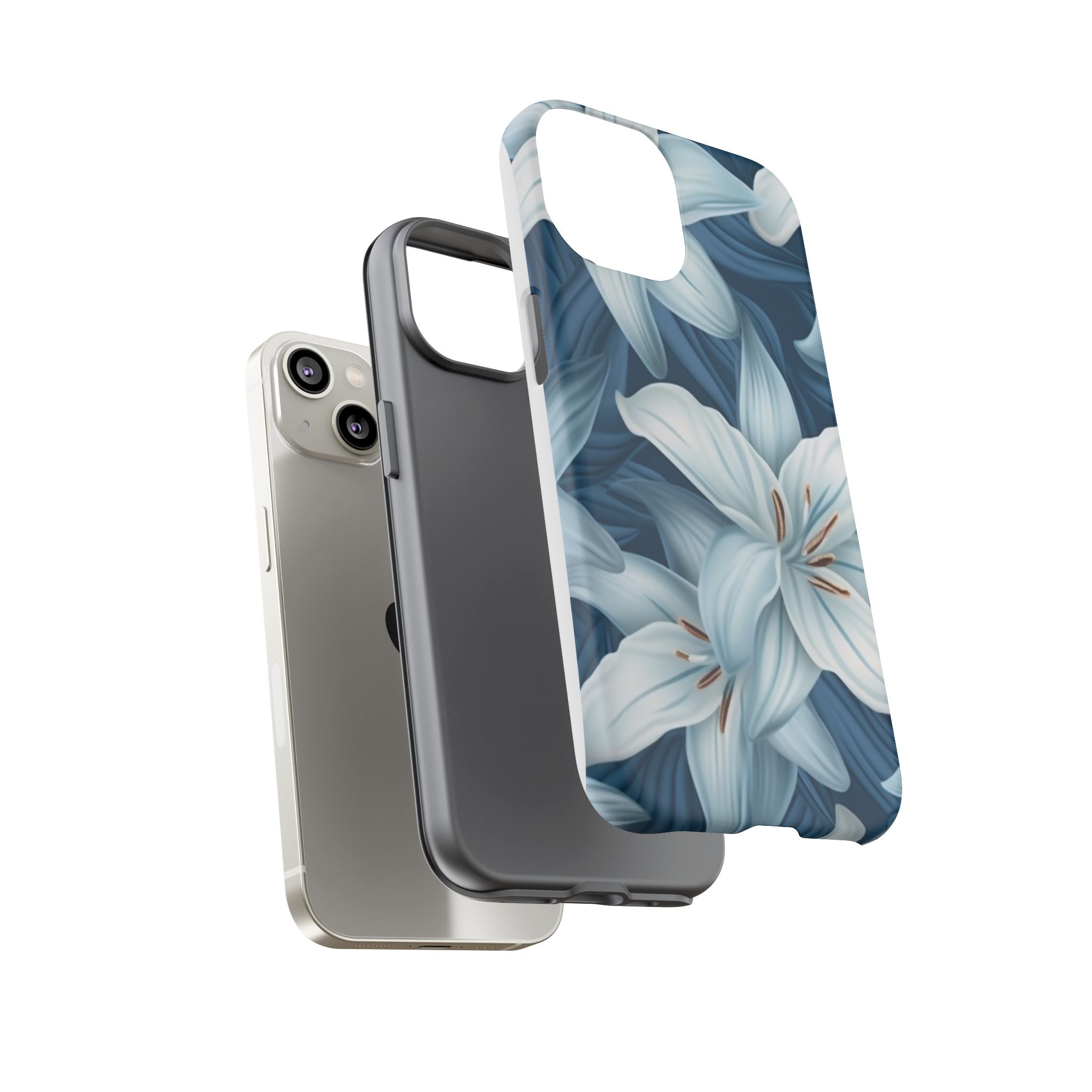 Pastel Blue Lily iPhone Case - Hexagon Stone