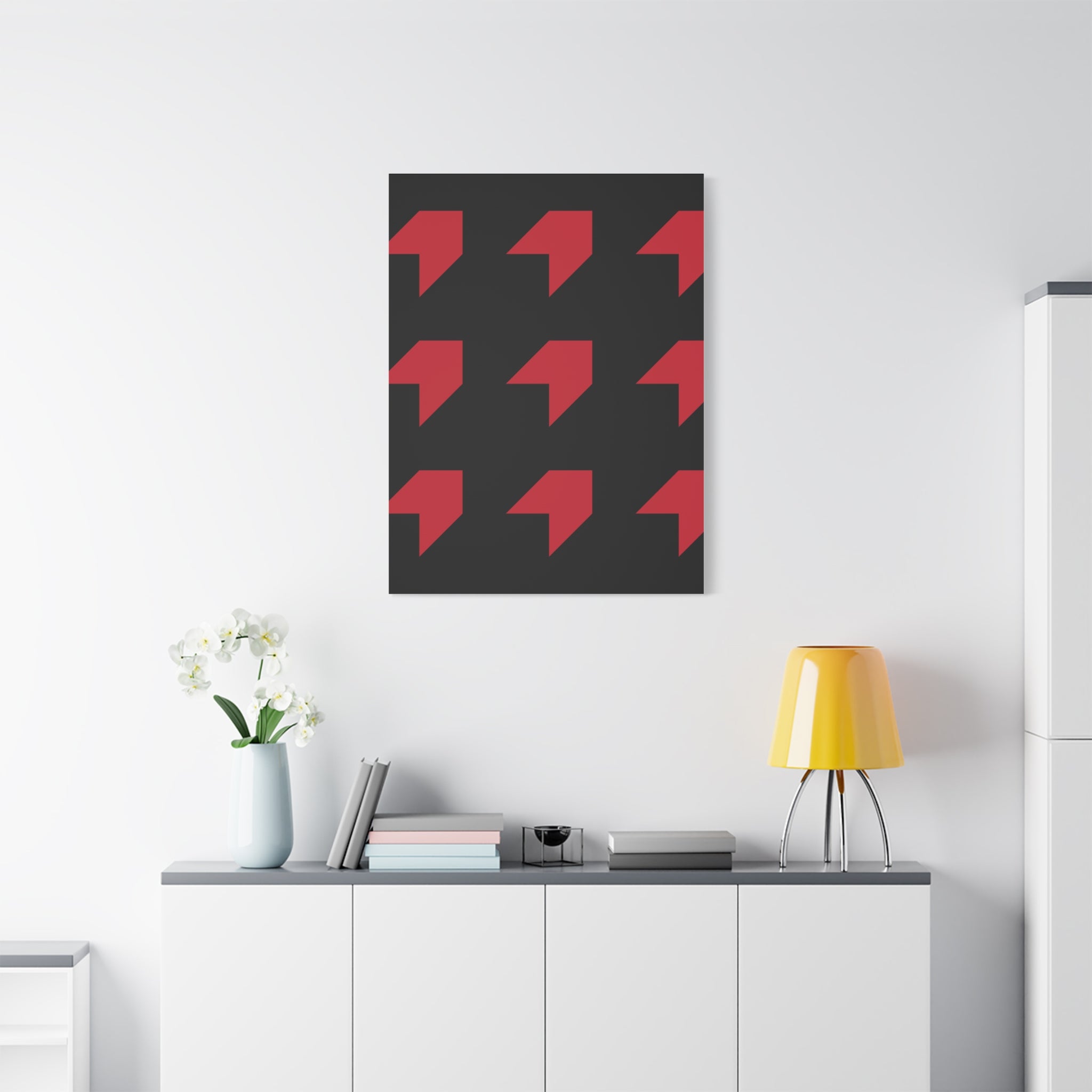 Red Geometric Arrow Canvas Art