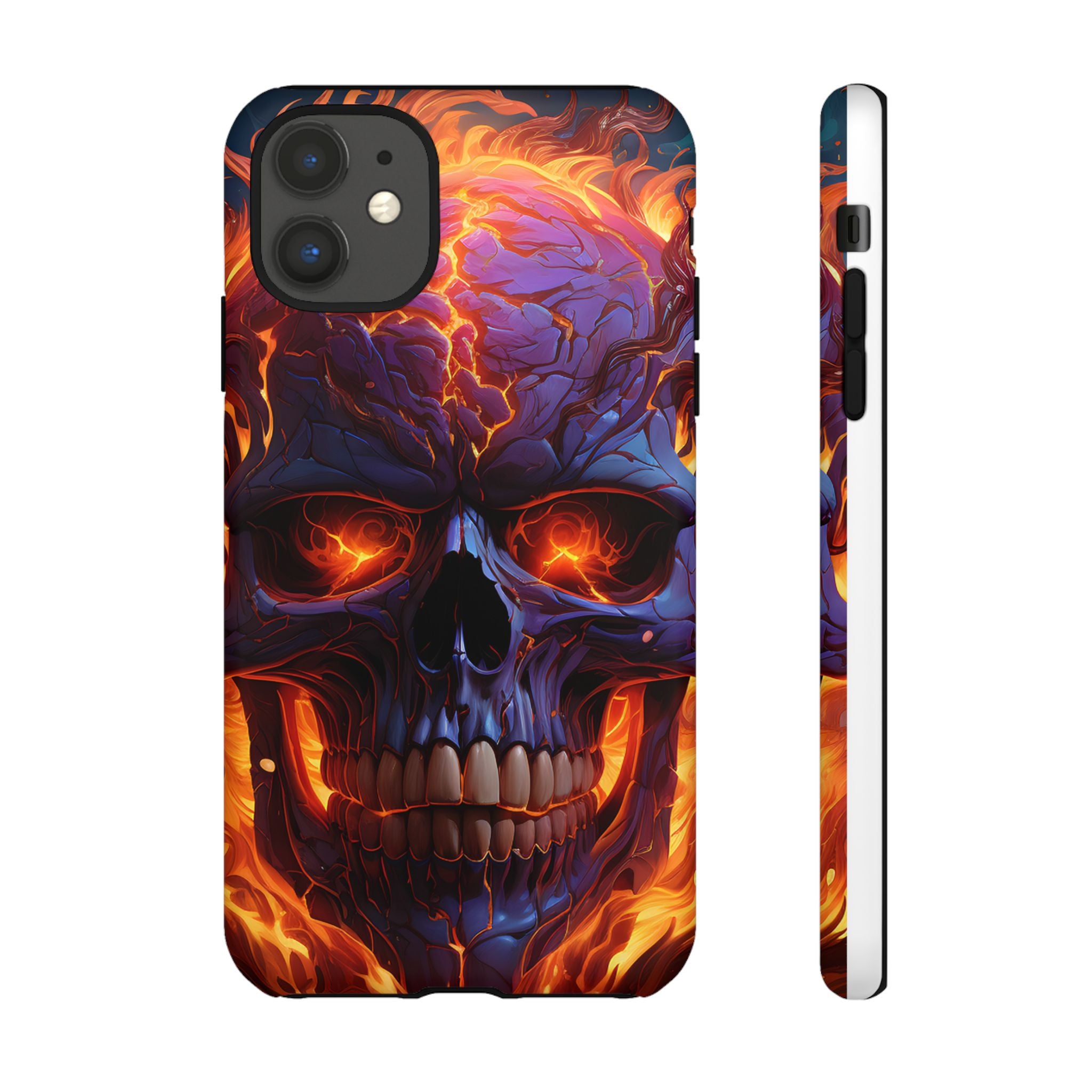 Fiery Skull Hexagon iPhone Case - Rugged Texture