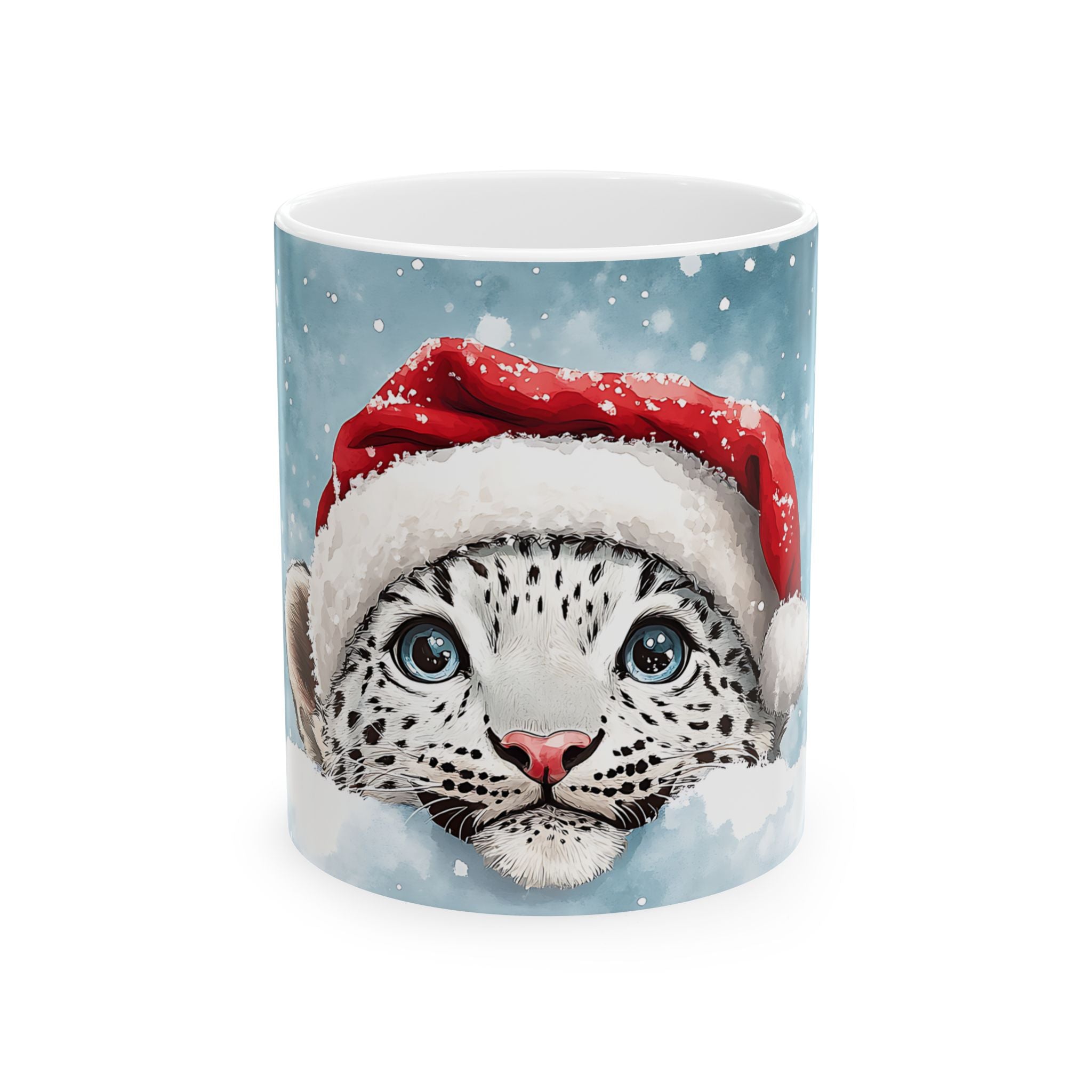 Snow Leopard Cub Christmas Mug