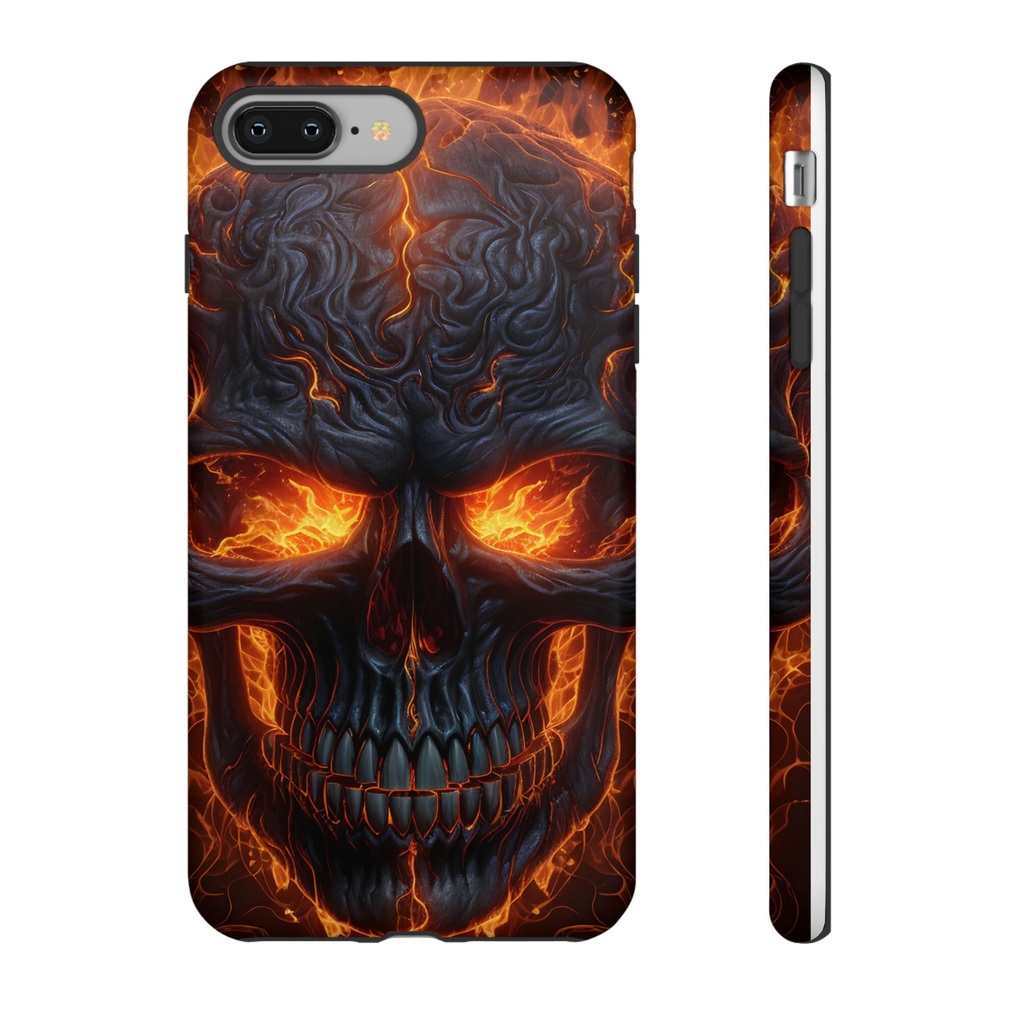 Fiery Skull Hexagon iPhone Case - Rugged Texture