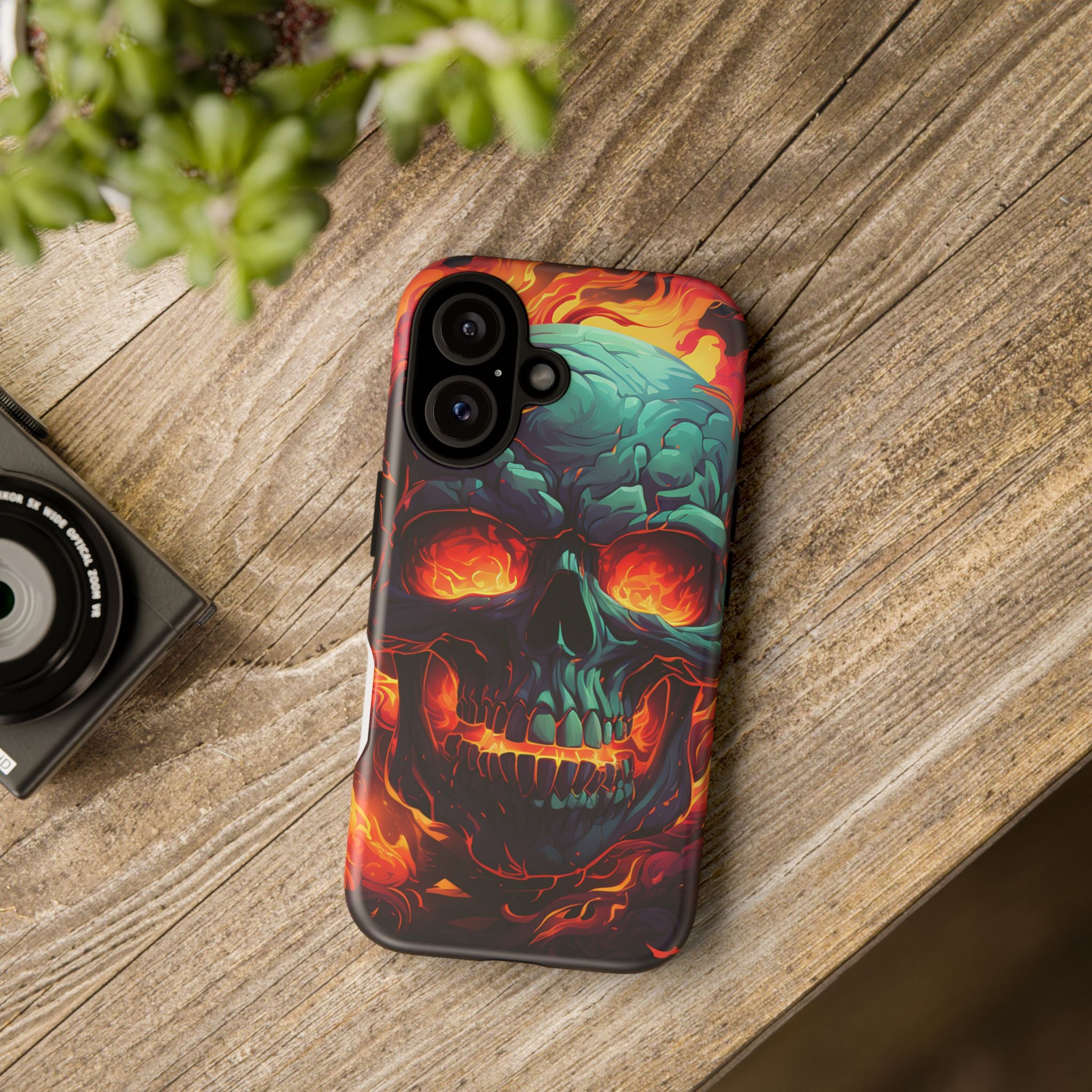 Fiery Skull Hexagon iPhone Case - Rugged