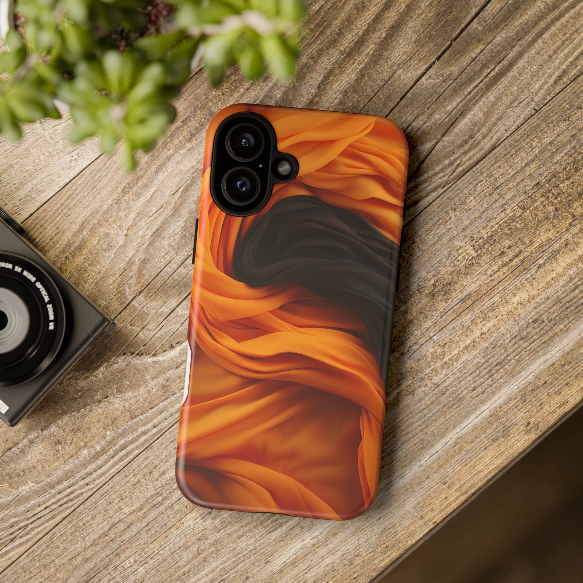 Abstract Orange & Gray Hexagon Stone iPhone Case