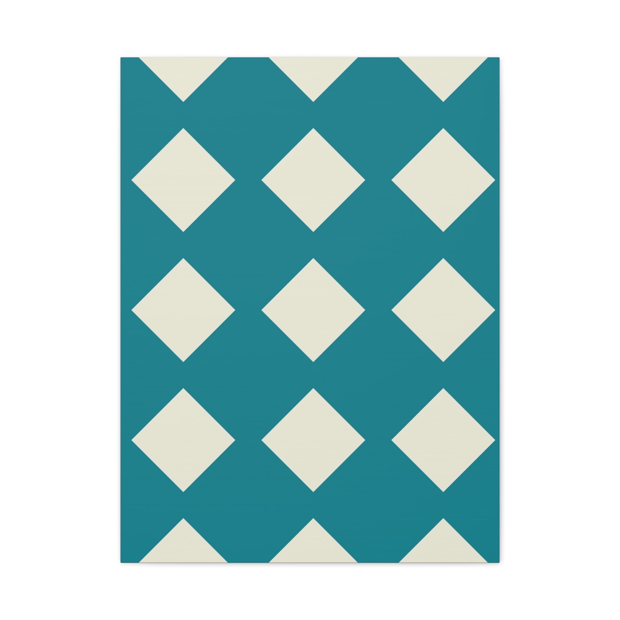 Teal & Cream Diamond Geometric Canvas Art