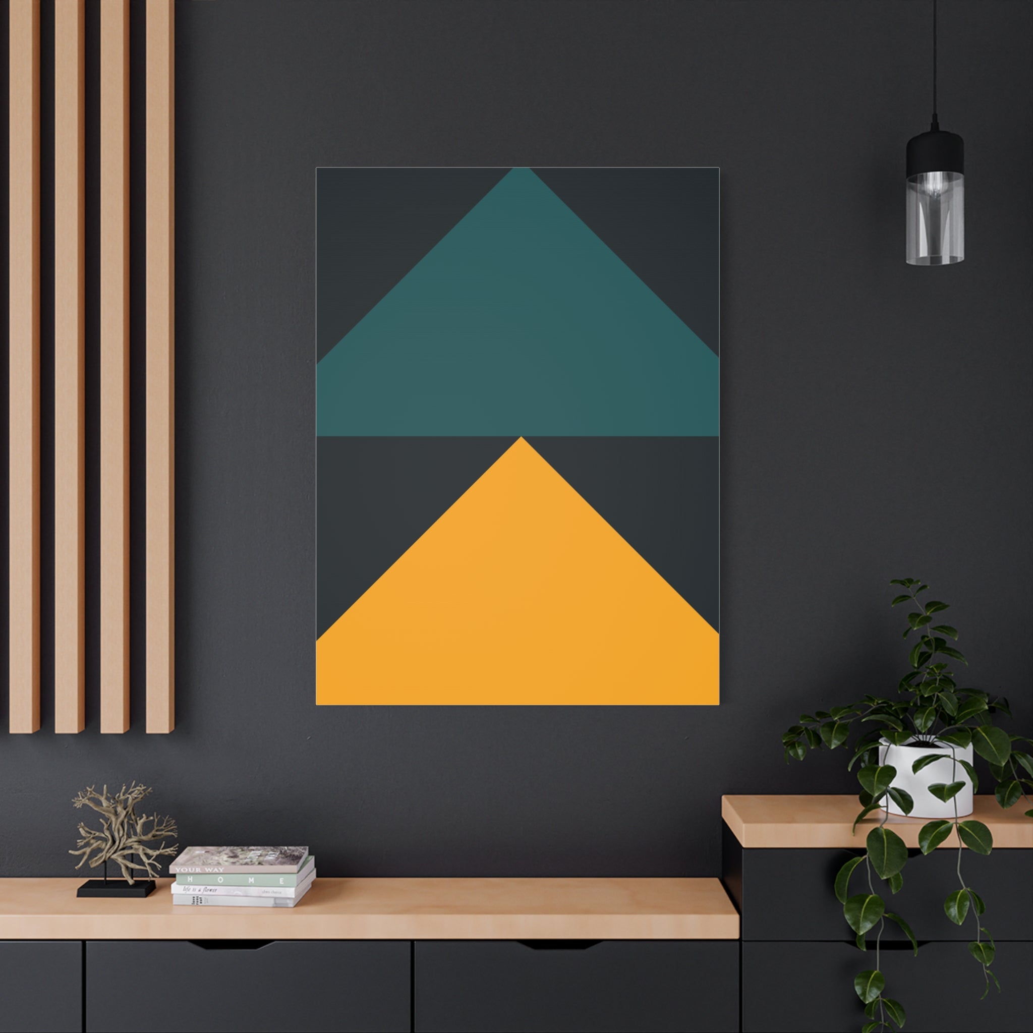 Teal & Gold Geometric Canvas Art