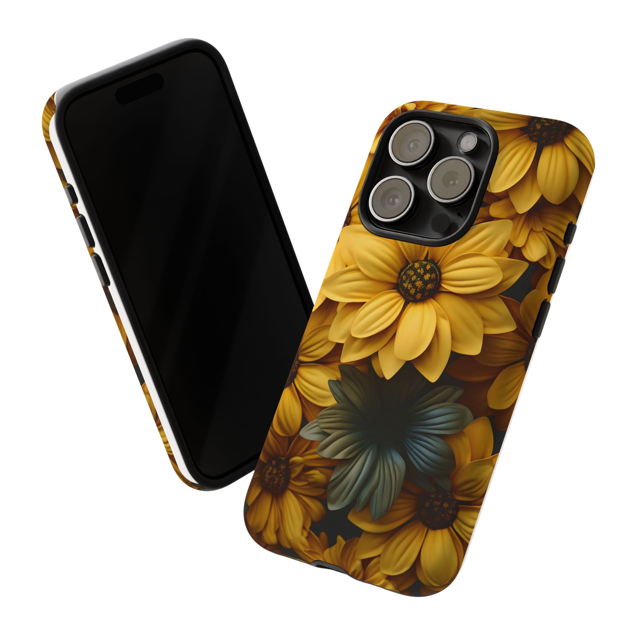 Golden Bloom Hexagon iPhone Case - Rugged Texture