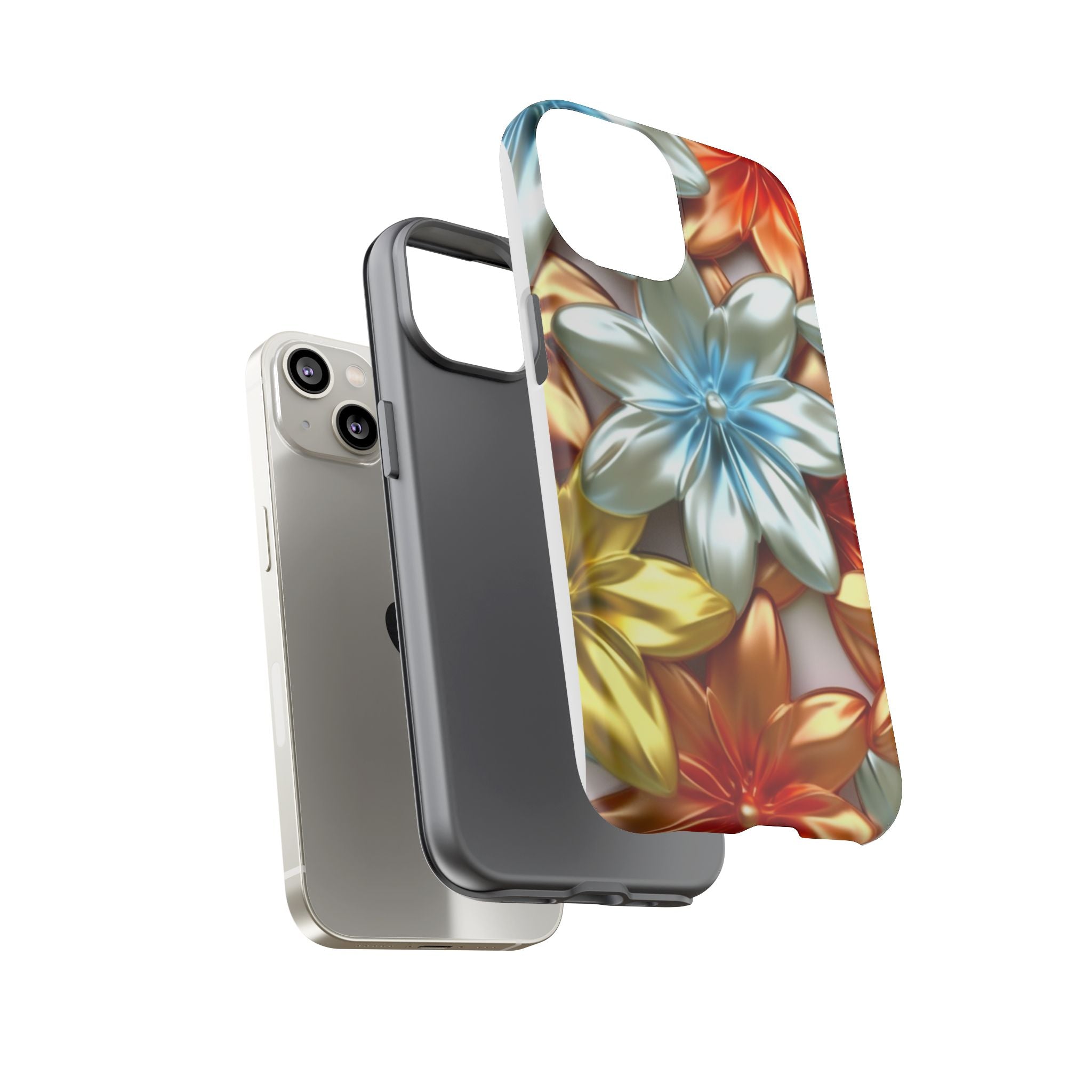 Metallic Flower Hexagon iPhone Case - Rugged