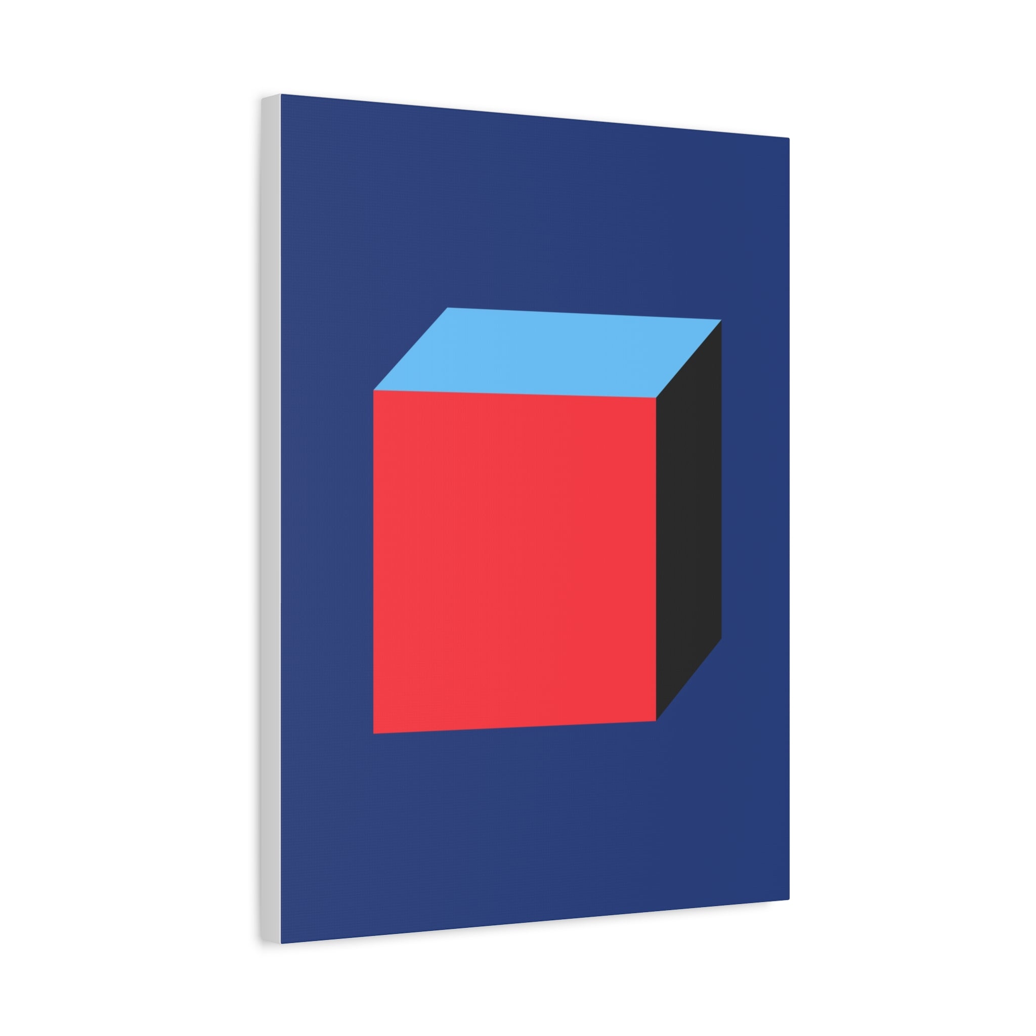 Abstract Red & Blue Cube Canvas Art