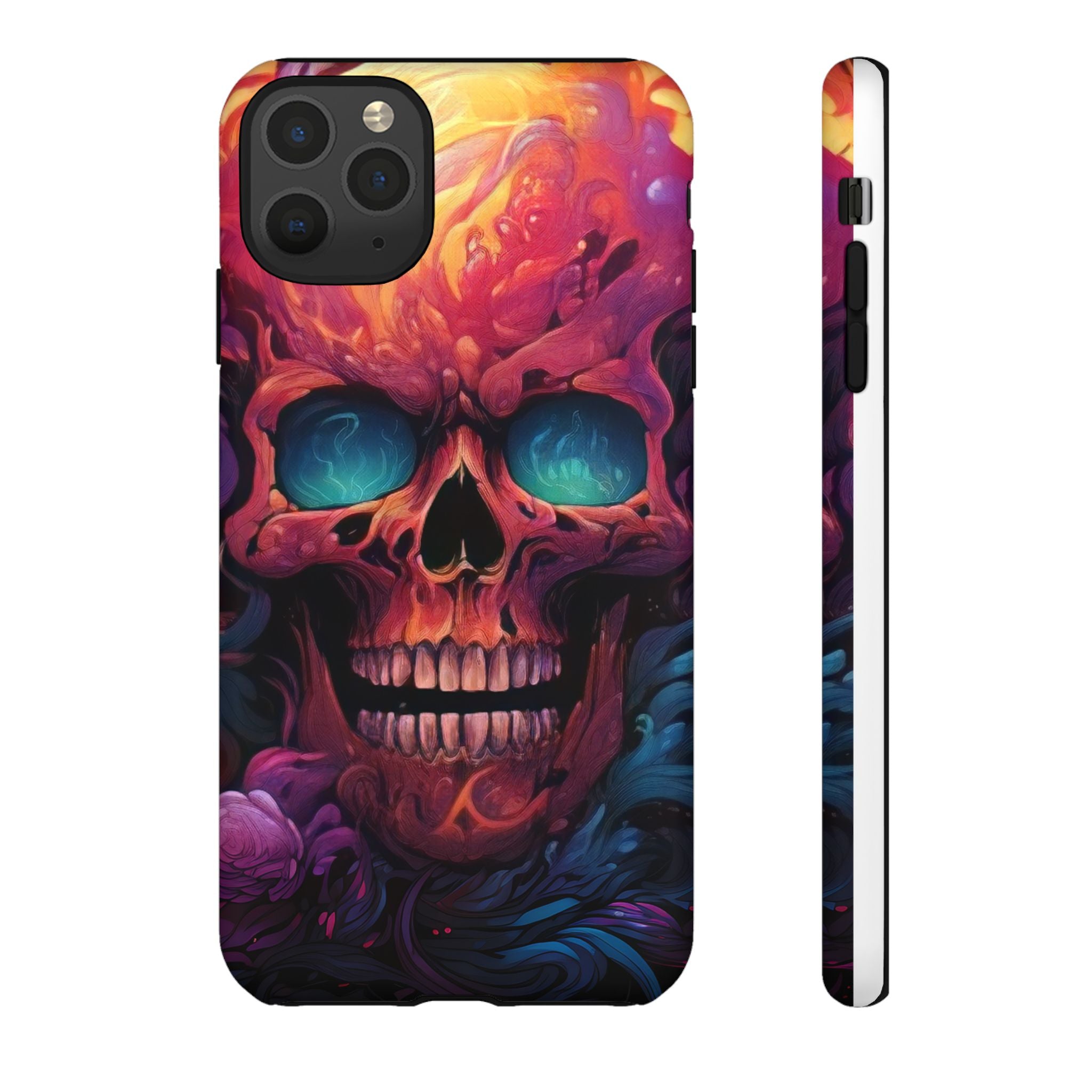 Fiery Skull Hexagon iPhone Case - Rugged Texture