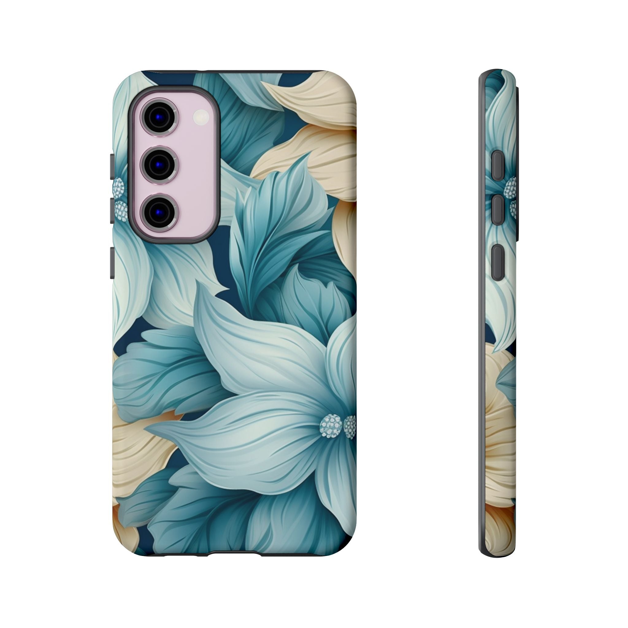 Teal Floral Samsung Phone Case