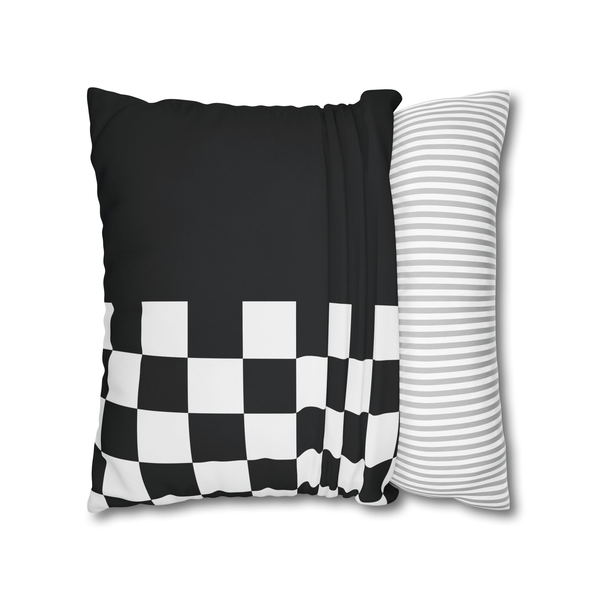 Abstract Checkered Pillowcase - Black & White