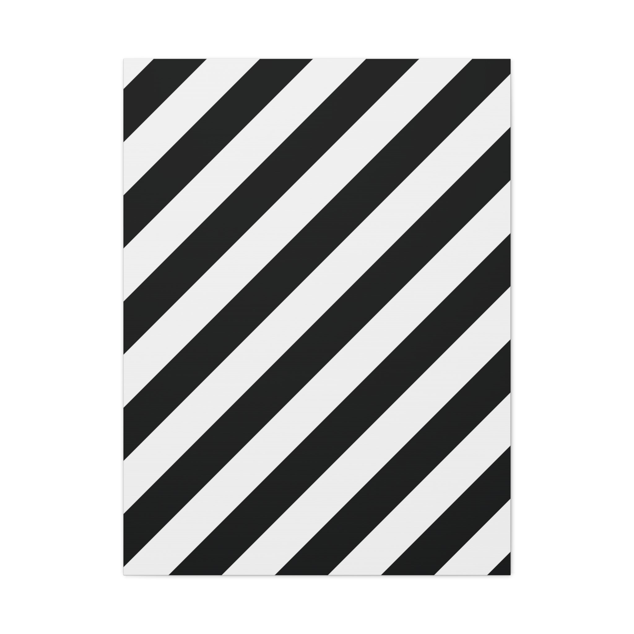 Modern Black & White Diagonal Stripe Canvas Art