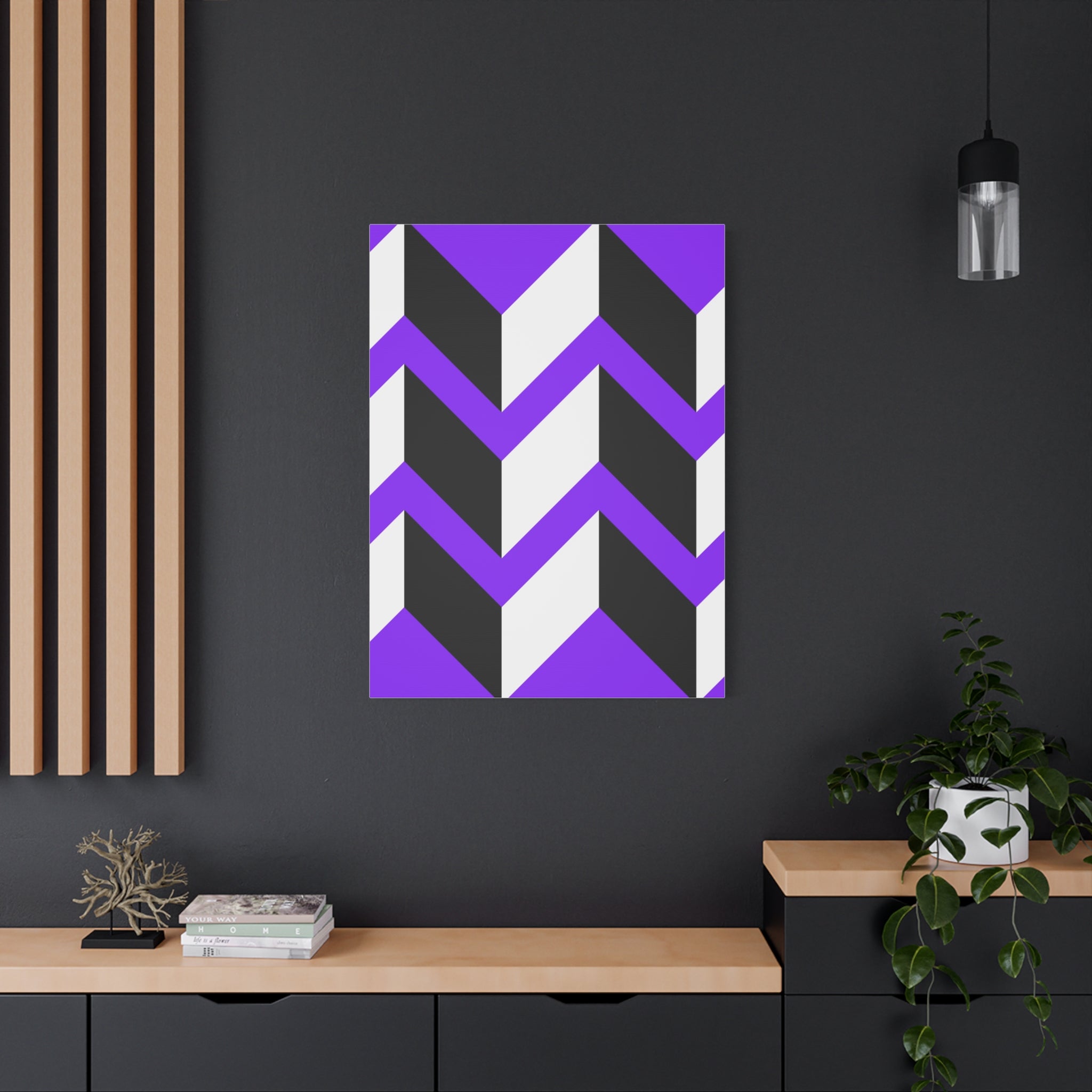 Purple Geometric Wave Canvas Art