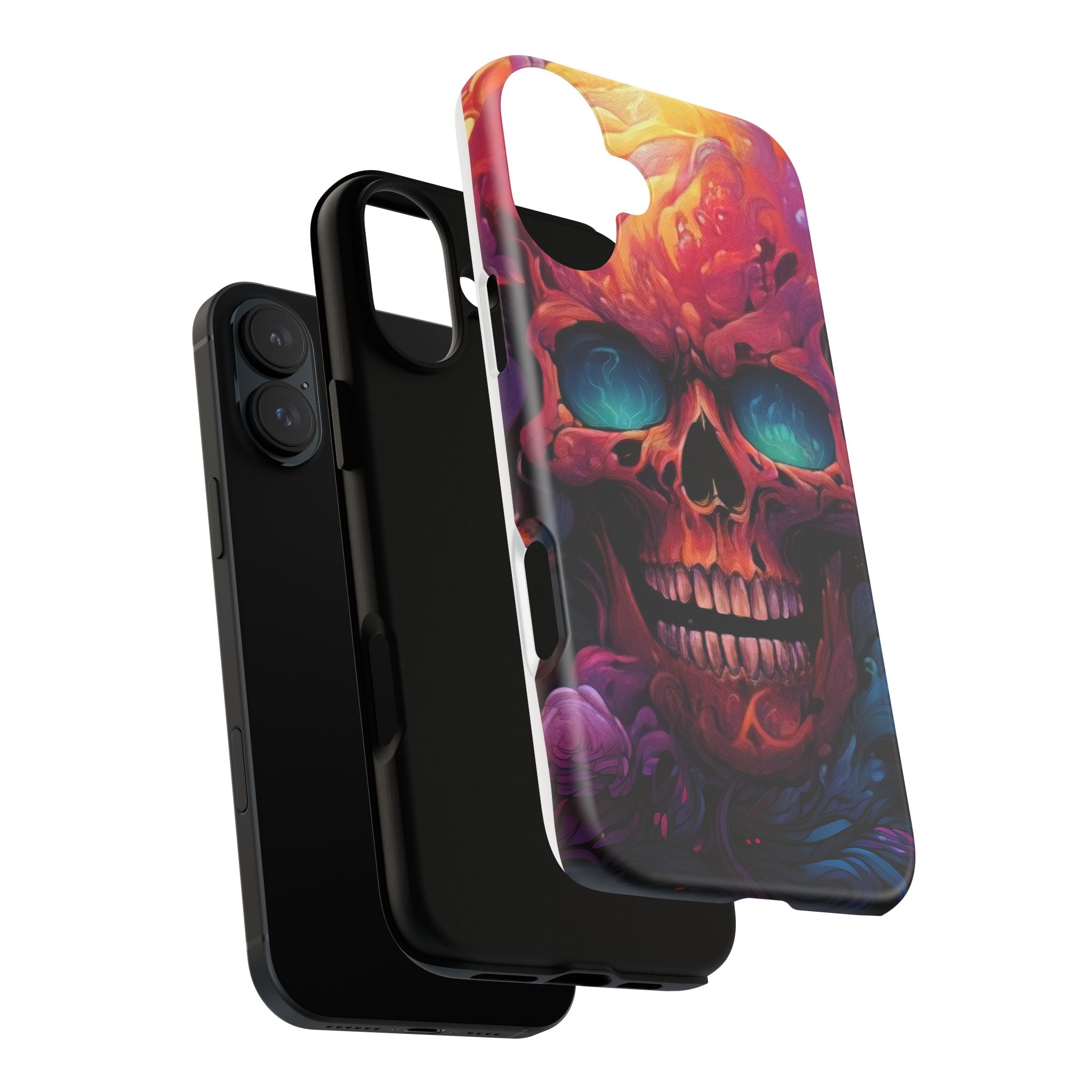 Fiery Skull Hexagon iPhone Case - Rugged Texture