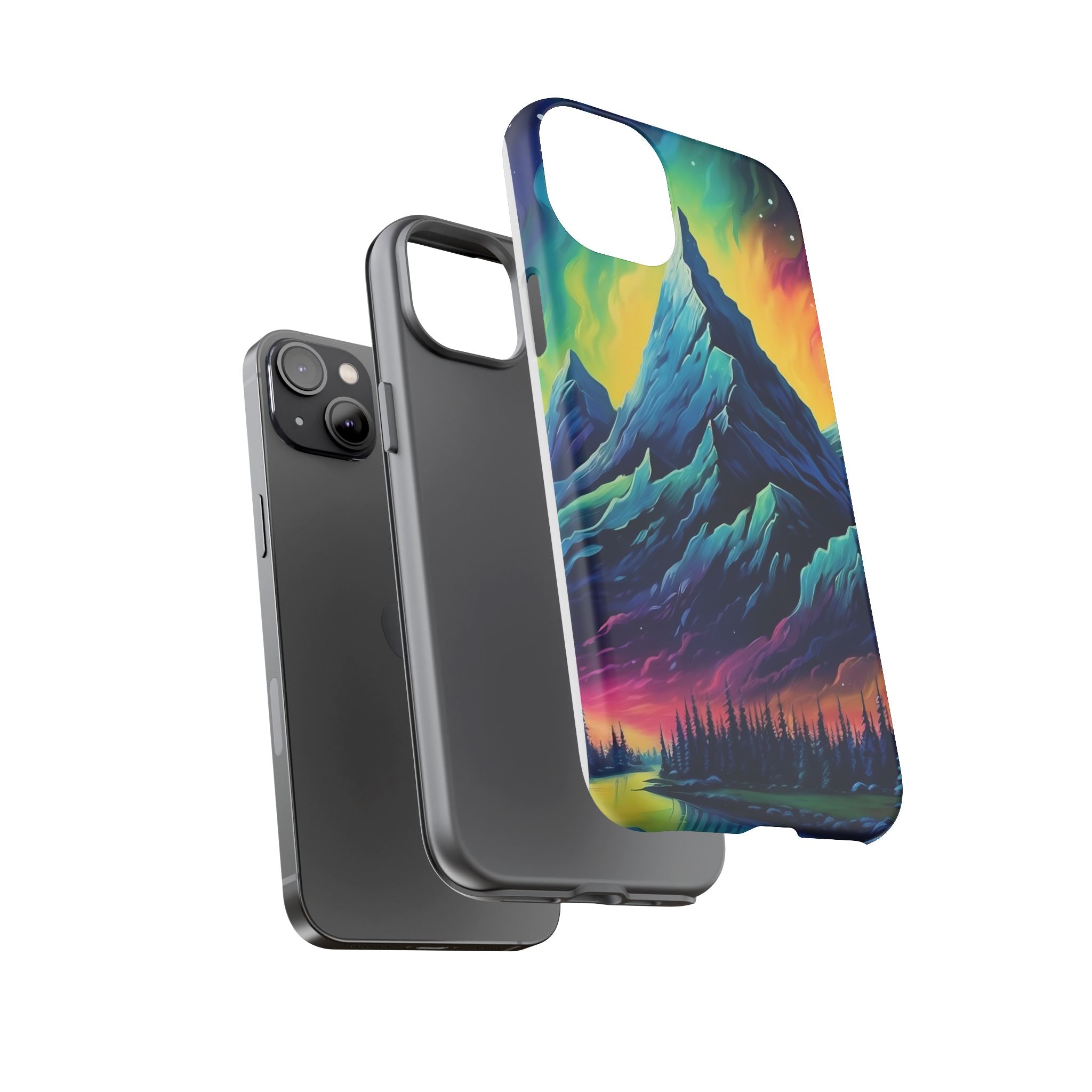 Aurora Mountain Hexagon iPhone Case