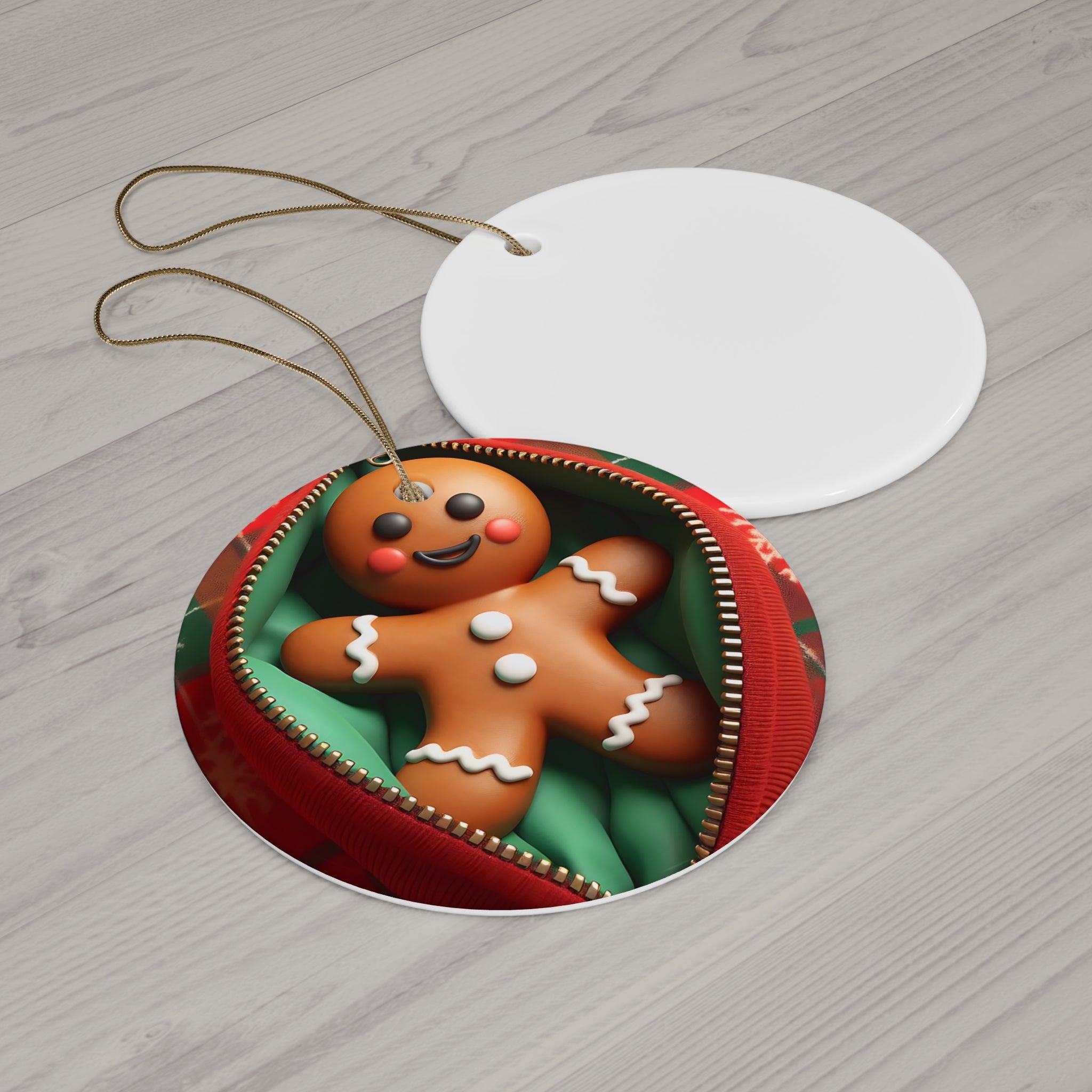 Cozy Gingerbread Man Ceramic Ornament