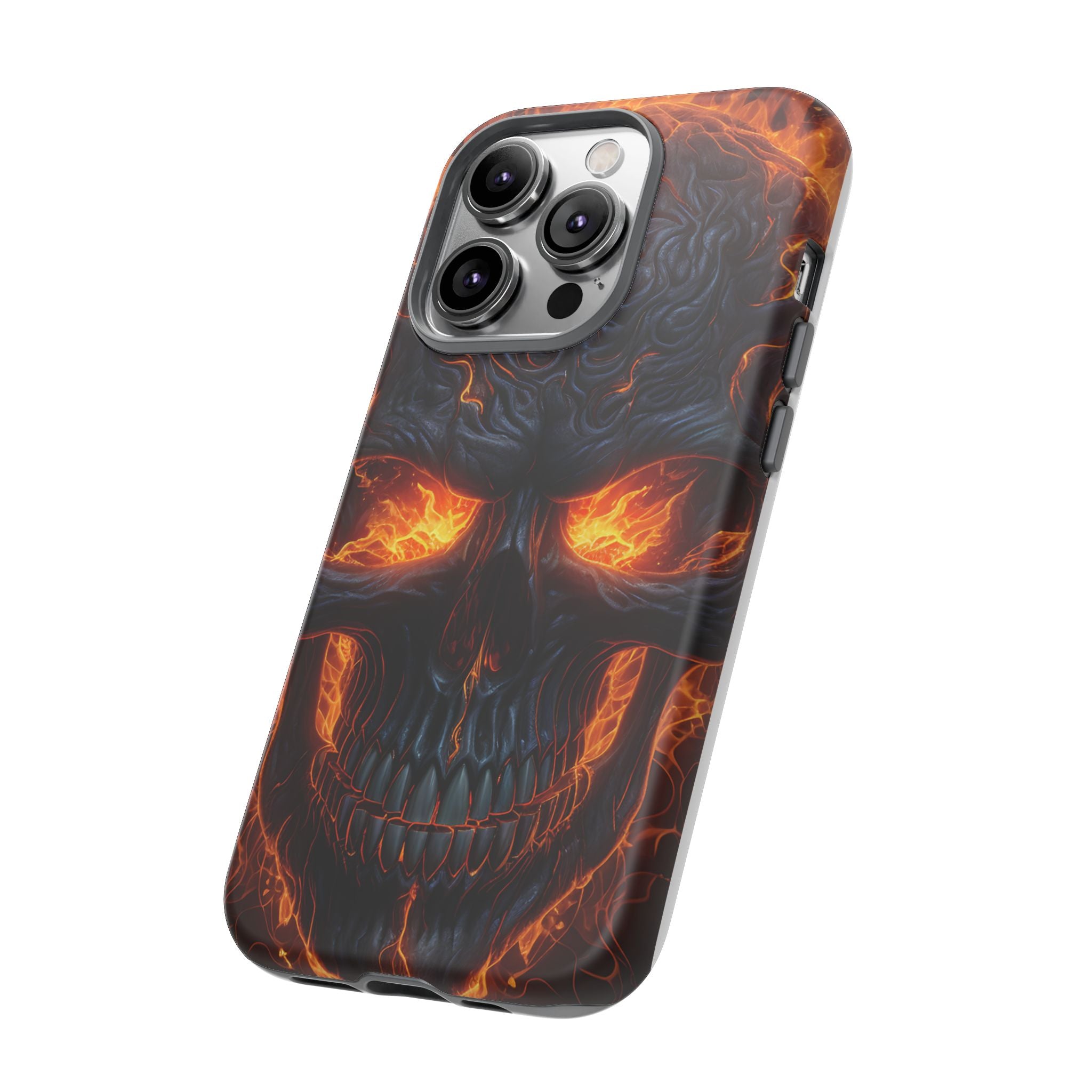 Fiery Skull Hexagon iPhone Case - Rugged Texture