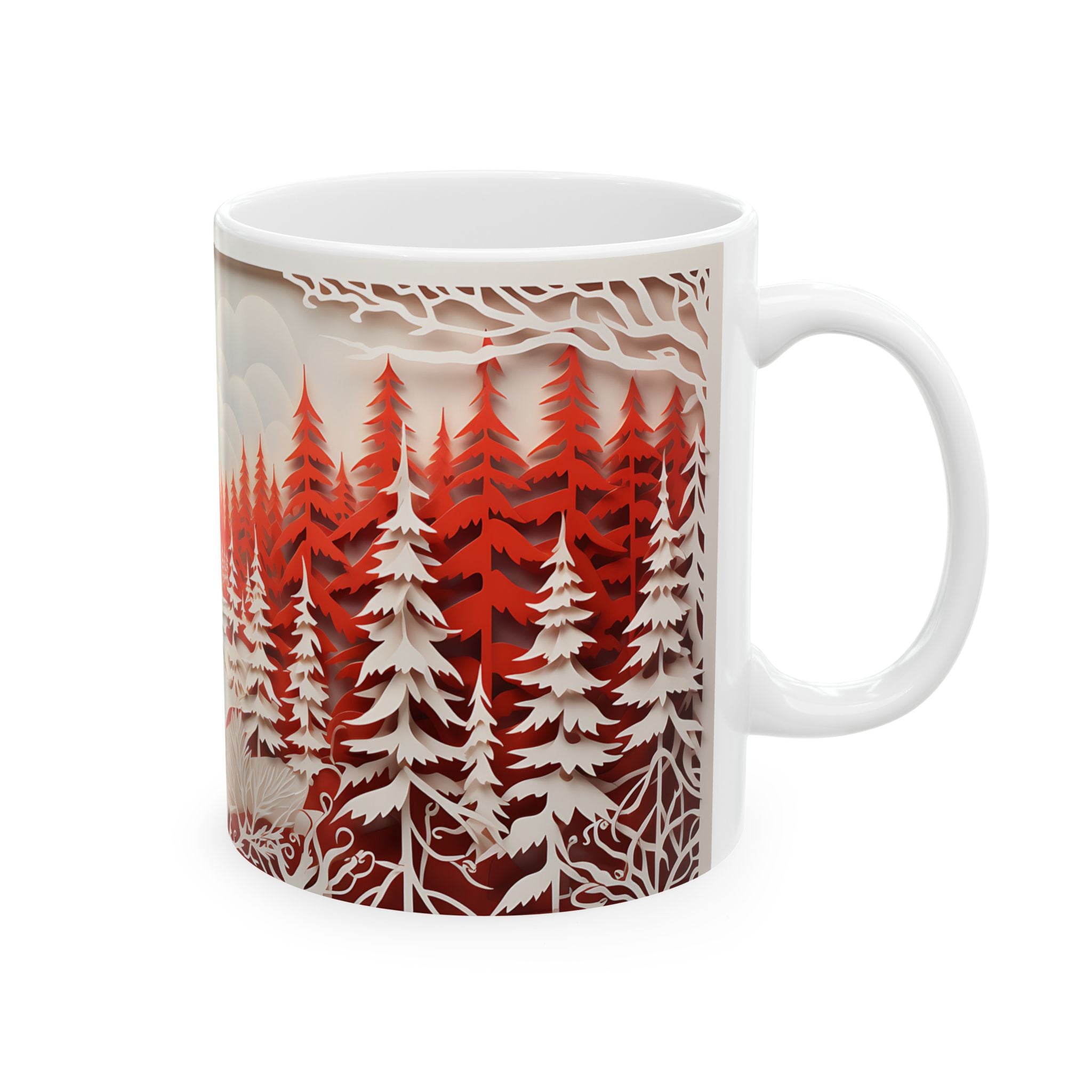 Winter Deer Forest Papercut Mug