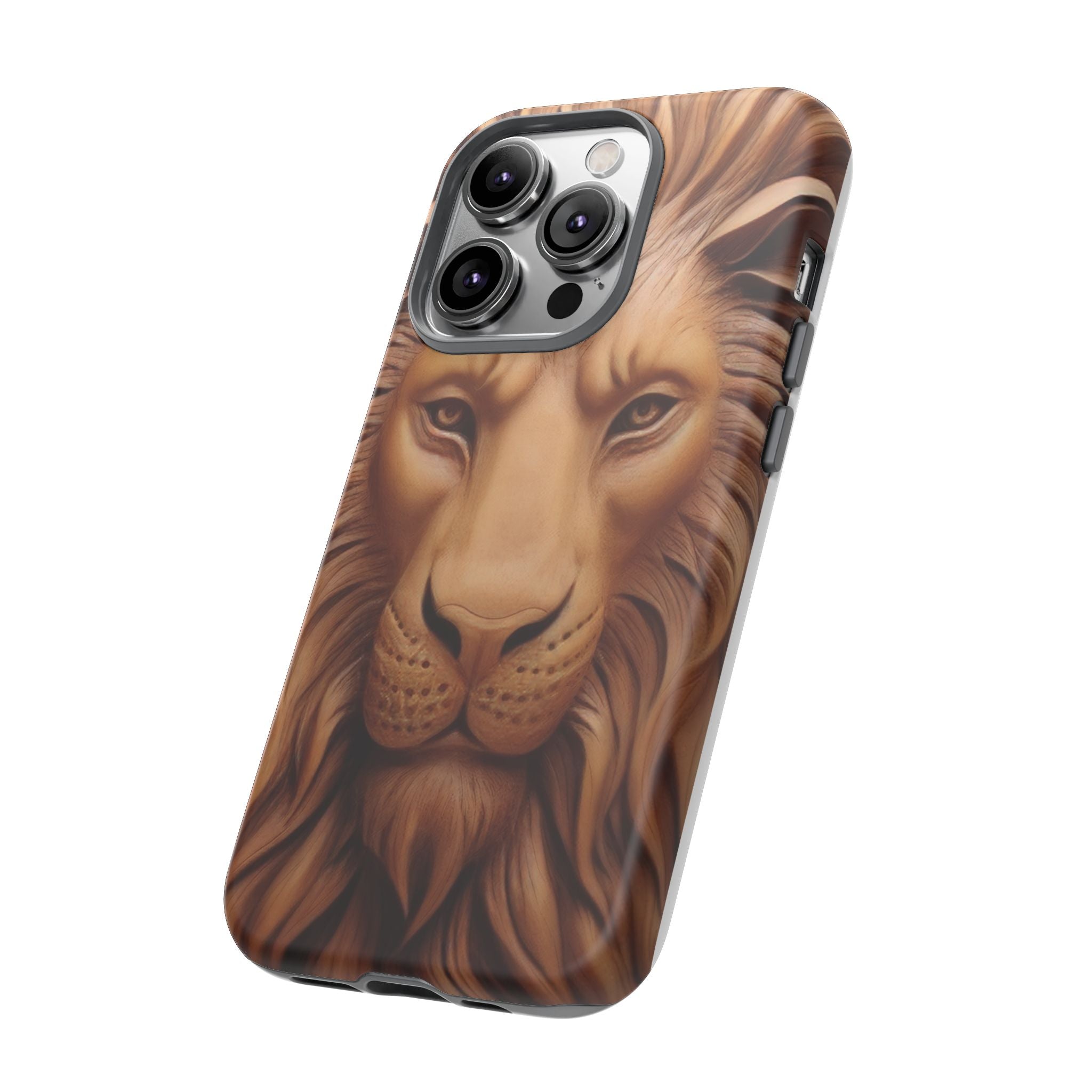 Majestic Lion Head Hexagon Stone iPhone Case