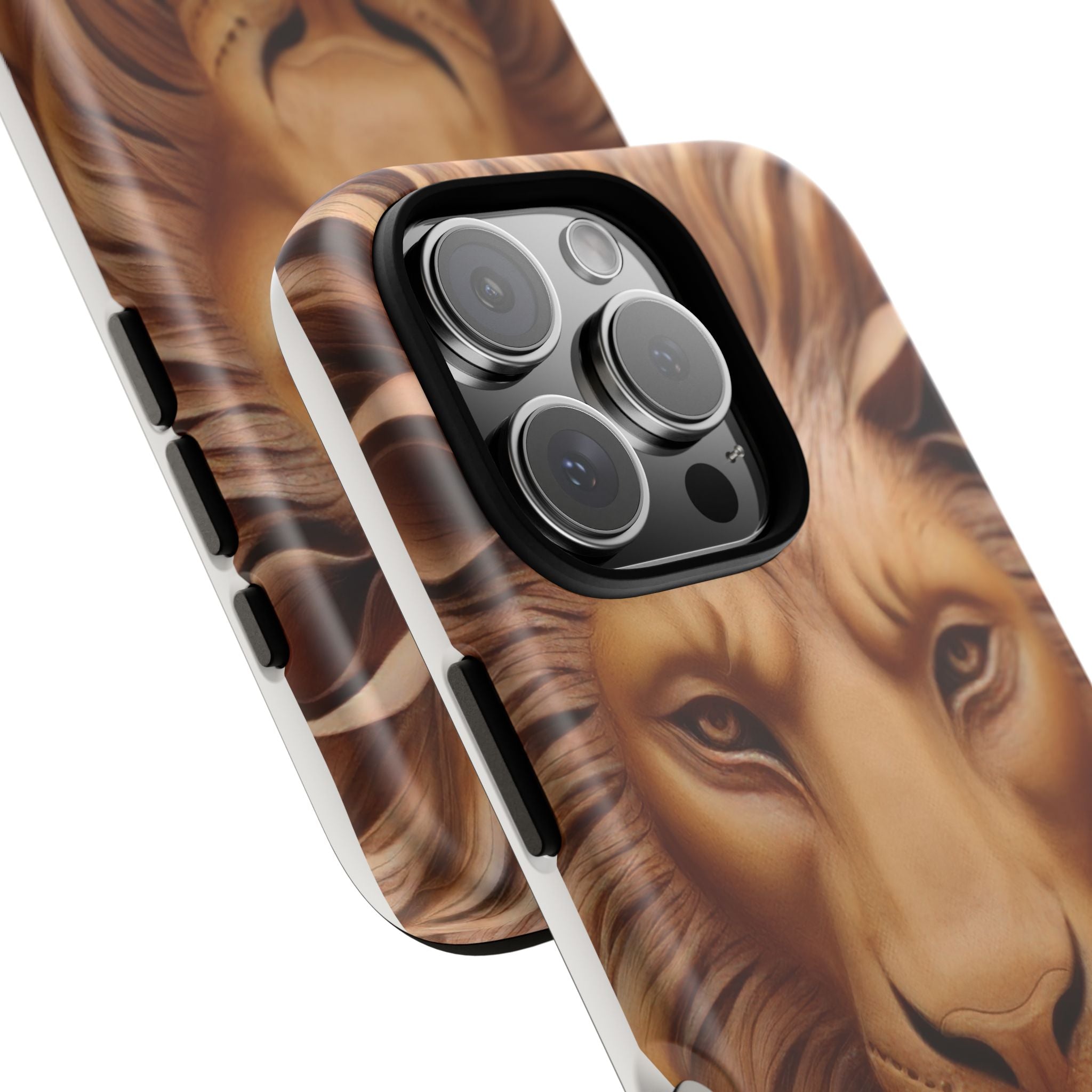 Majestic Lion Head Hexagon Stone iPhone Case