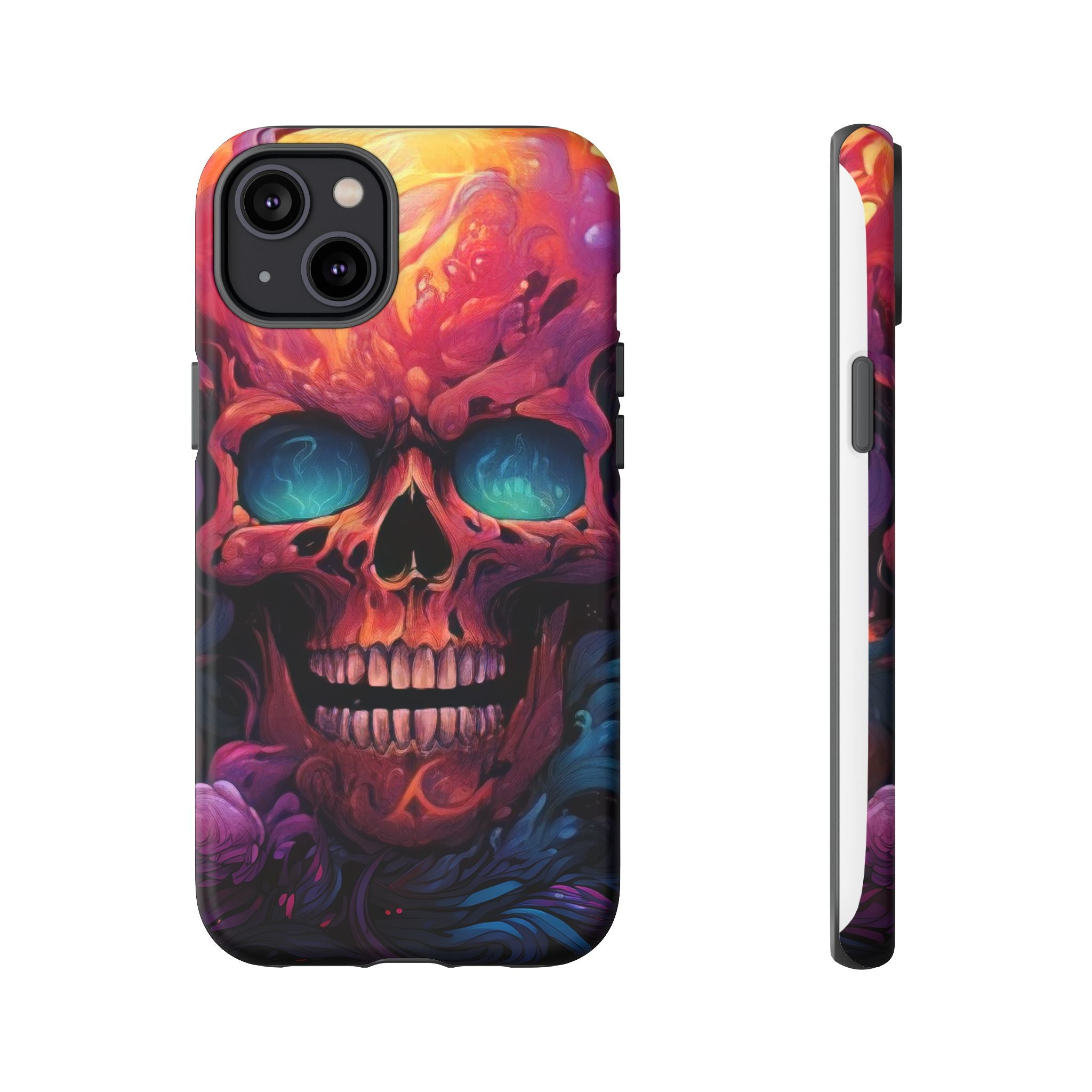 Fiery Skull Hexagon iPhone Case - Rugged Texture