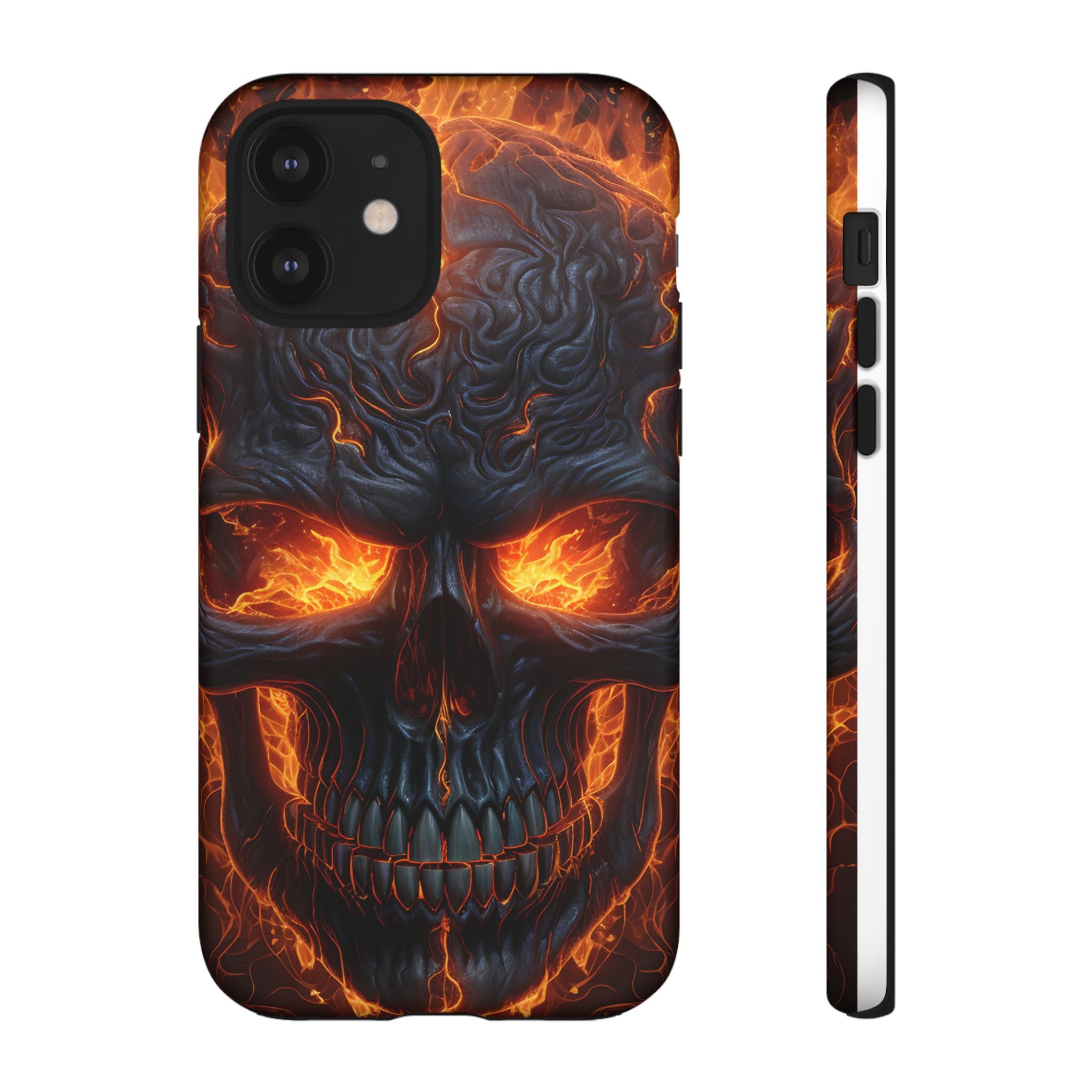 Fiery Skull Hexagon iPhone Case - Rugged Texture