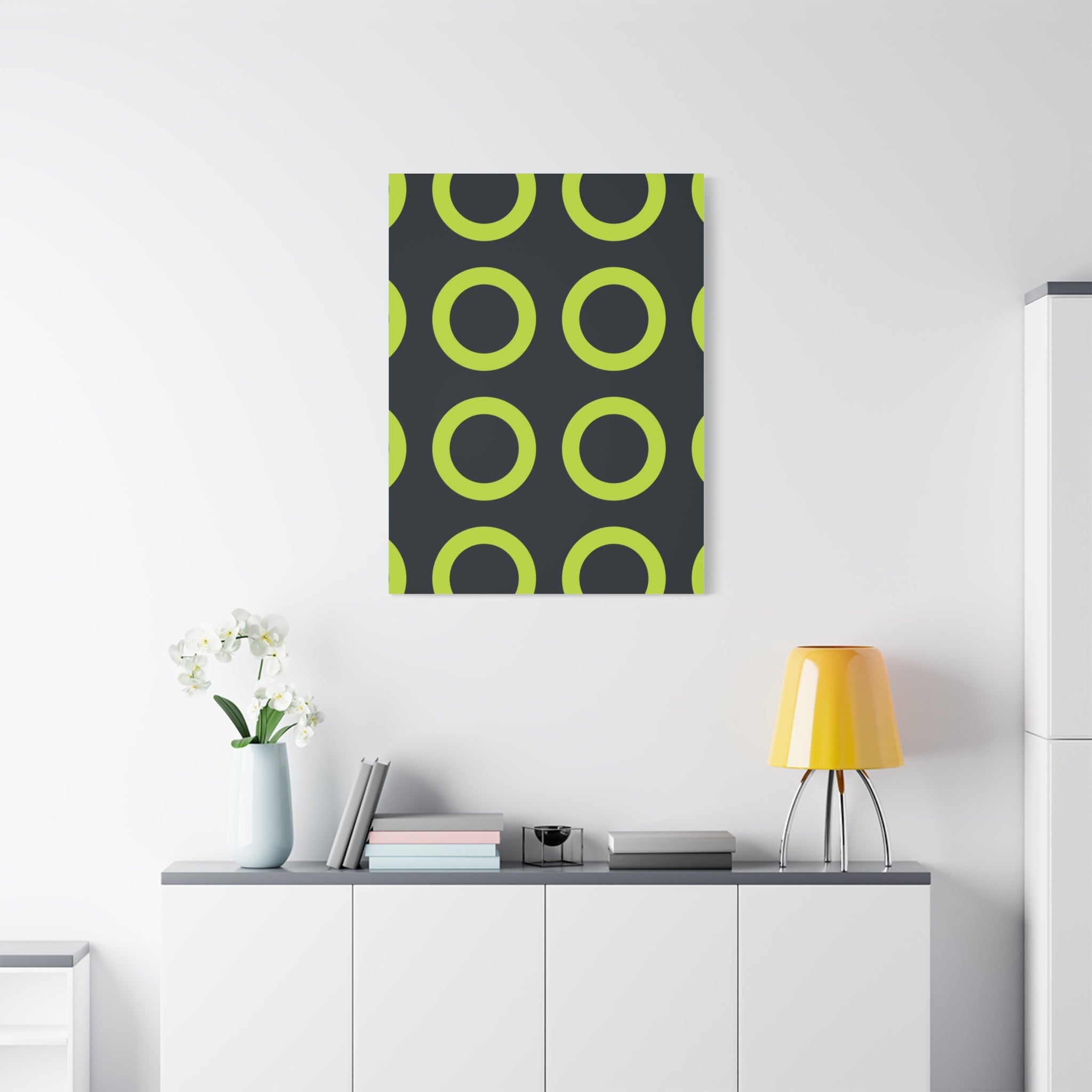 Lime Green Circle Canvas Art - Teal