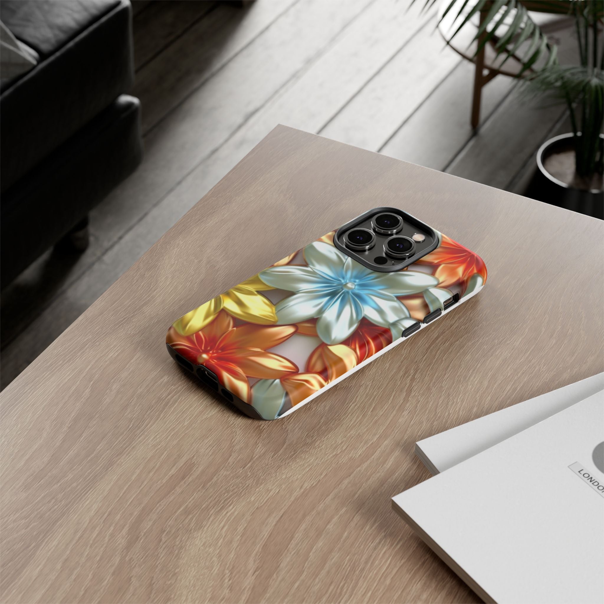 Metallic Flower Hexagon iPhone Case - Rugged