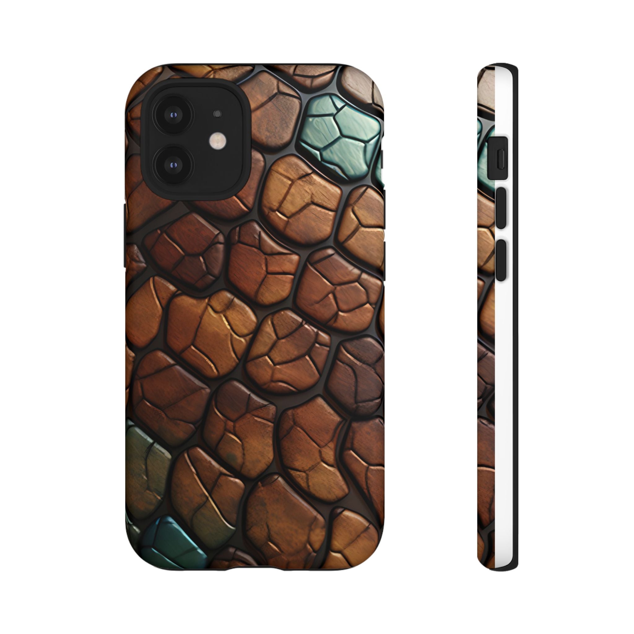 Mosaic Reptile iPhone Case - Teal & Brown