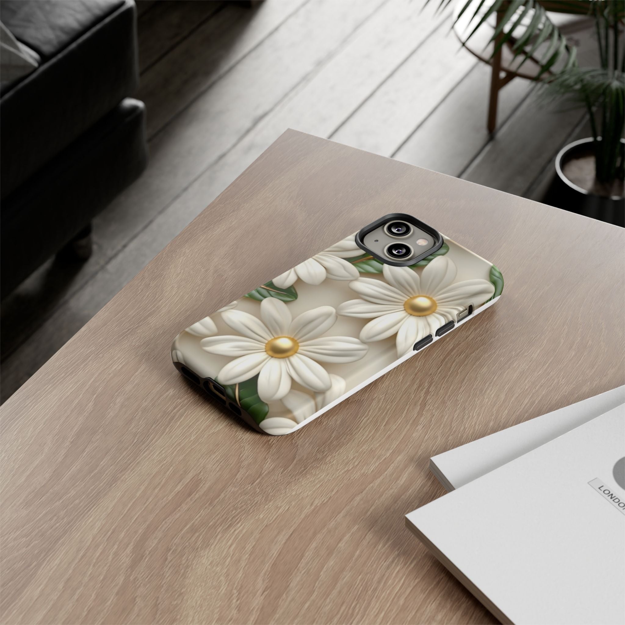 Sculpted Daisy iPhone Case - Hexagon Stone