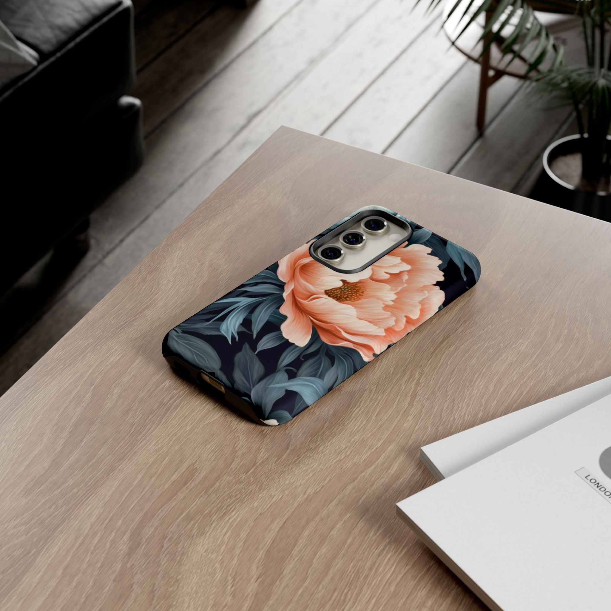 Moody Floral Samsung Case - Peach Peony