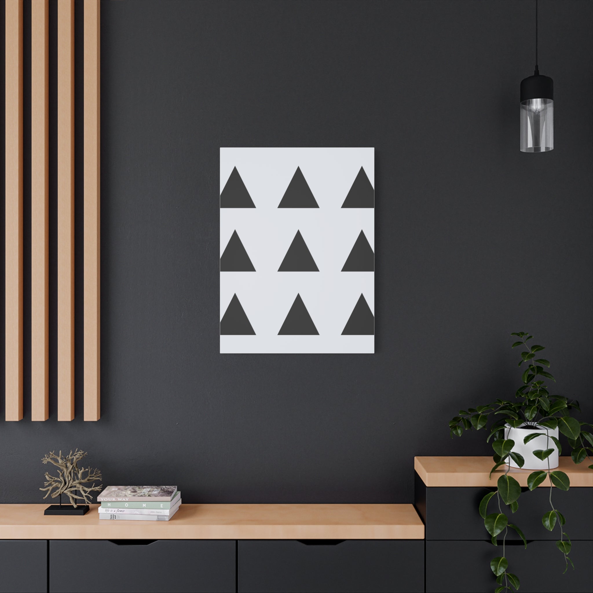 Geometric Black Triangle Canvas Art