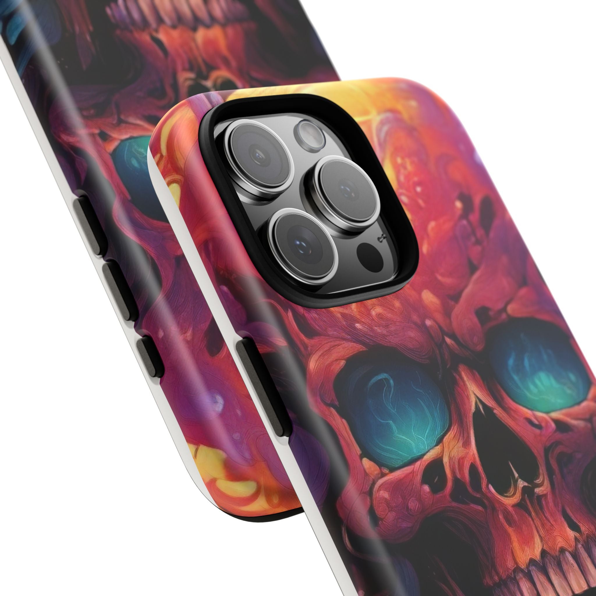 Fiery Skull Hexagon iPhone Case - Rugged Texture