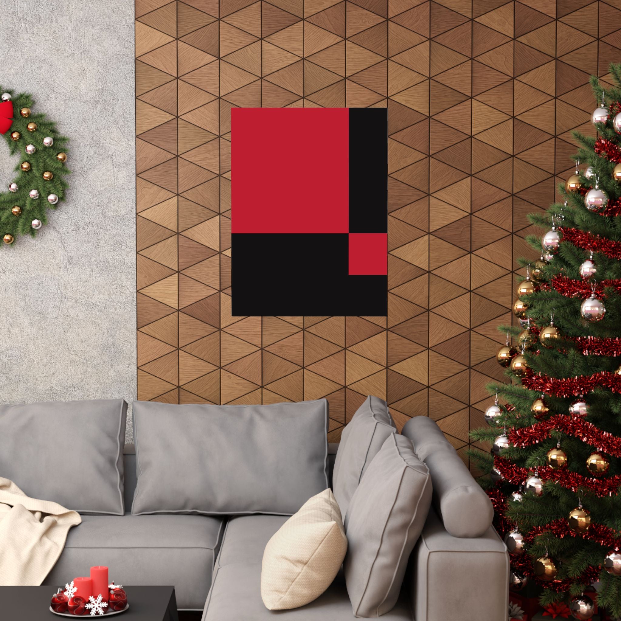 Abstract Red & Black Geometric Poster