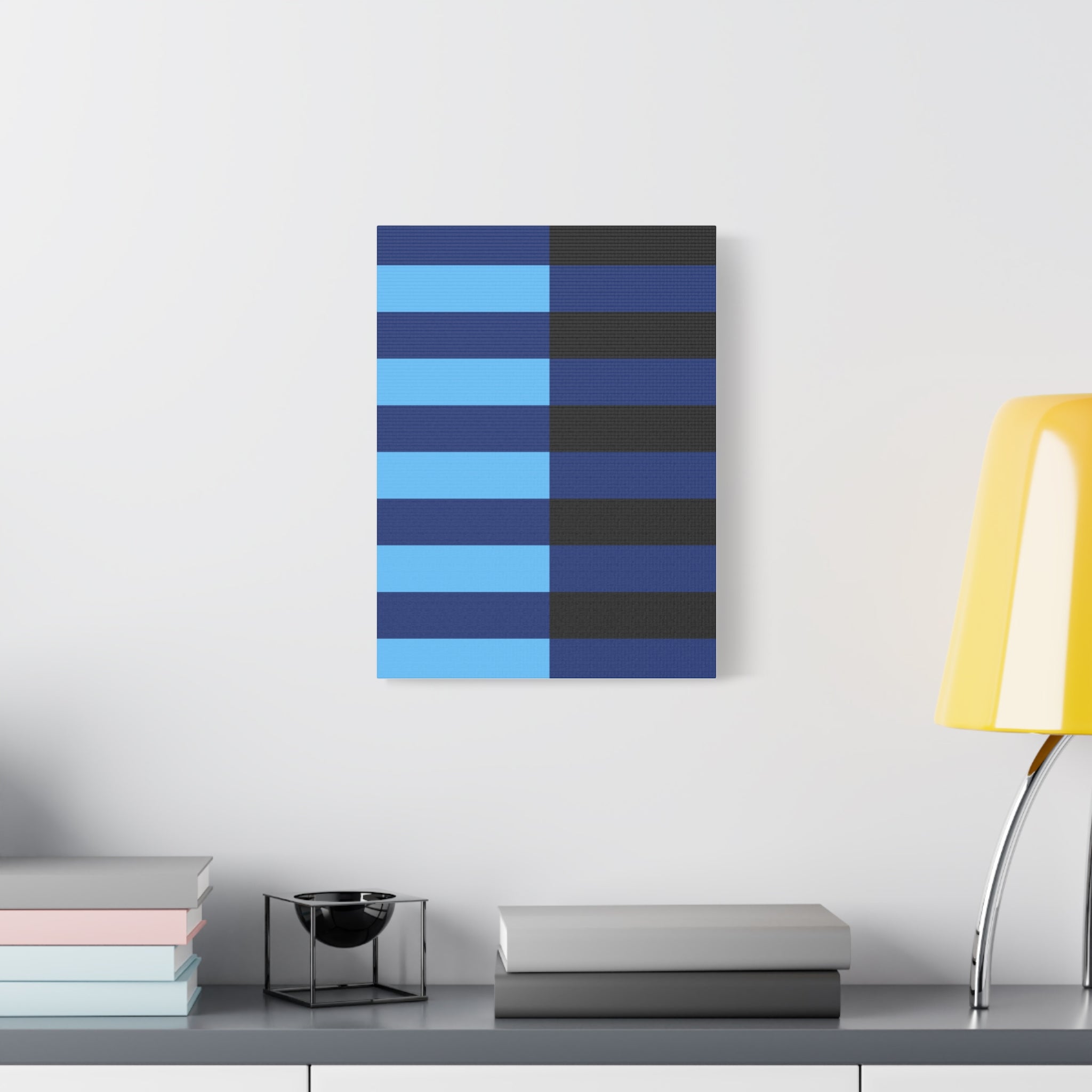 Abstract Blue & Grey Stripe Canvas Art