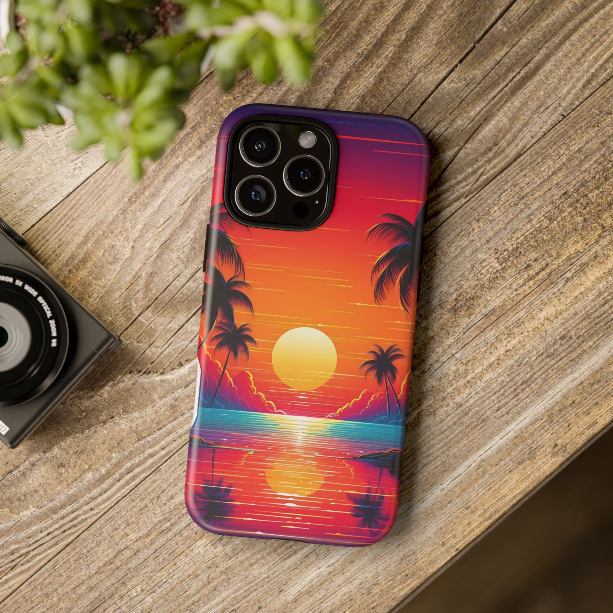 Sunset Palm Beach iPhone Case - Hexagon Stone