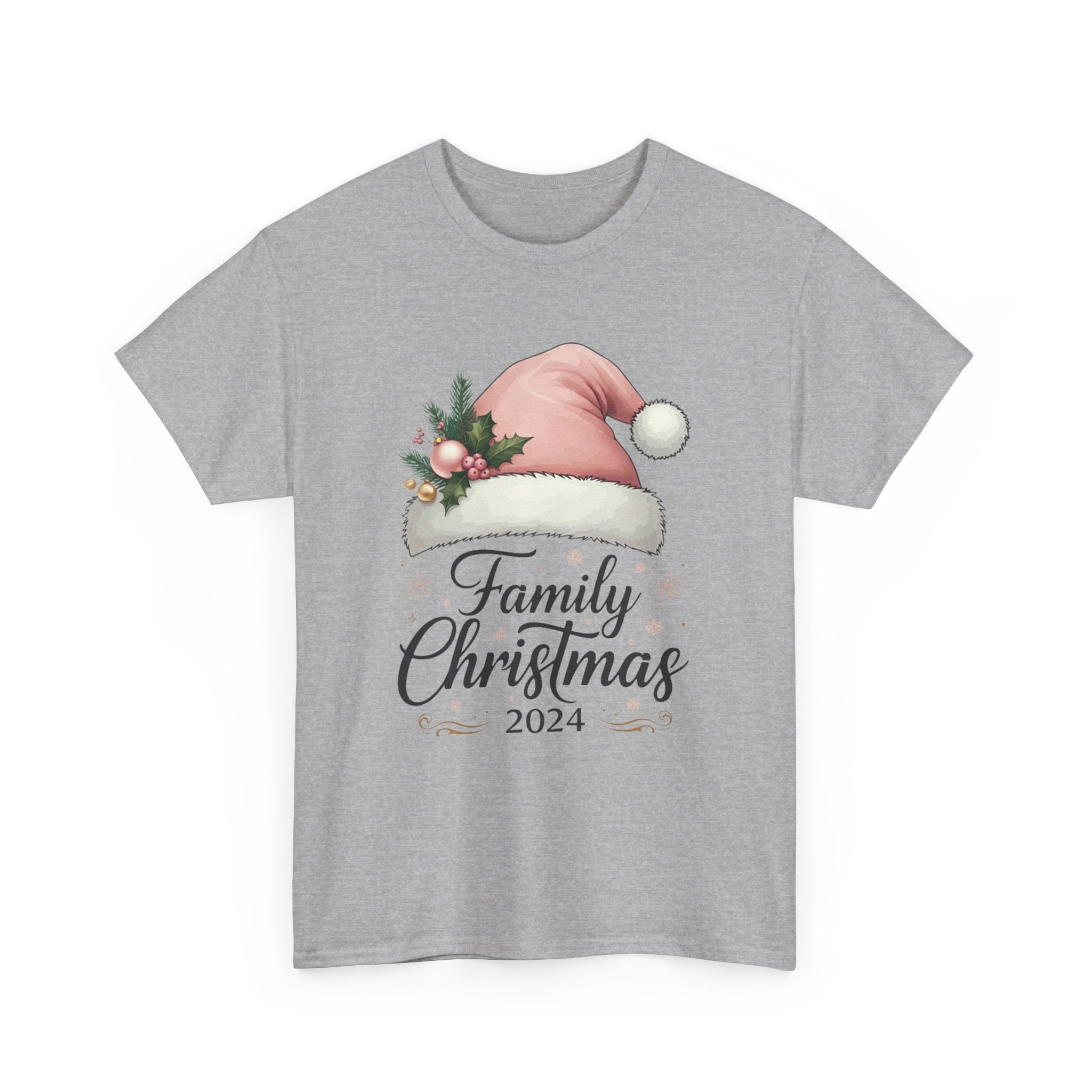 Pink Santa Hat Family Christmas 2024 Tee