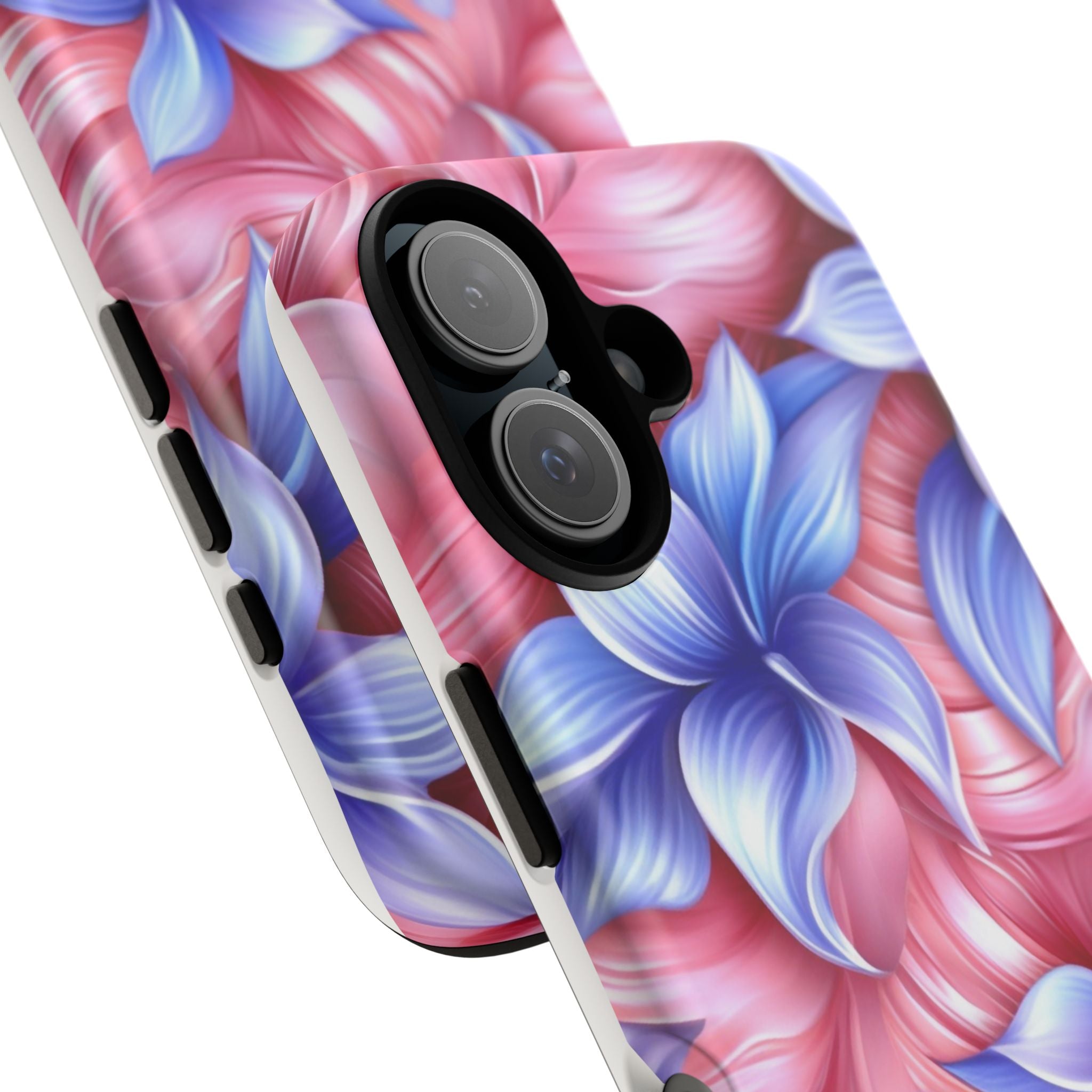 Dreamy Pink & Blue Floral iPhone Case - Hexagon Stone