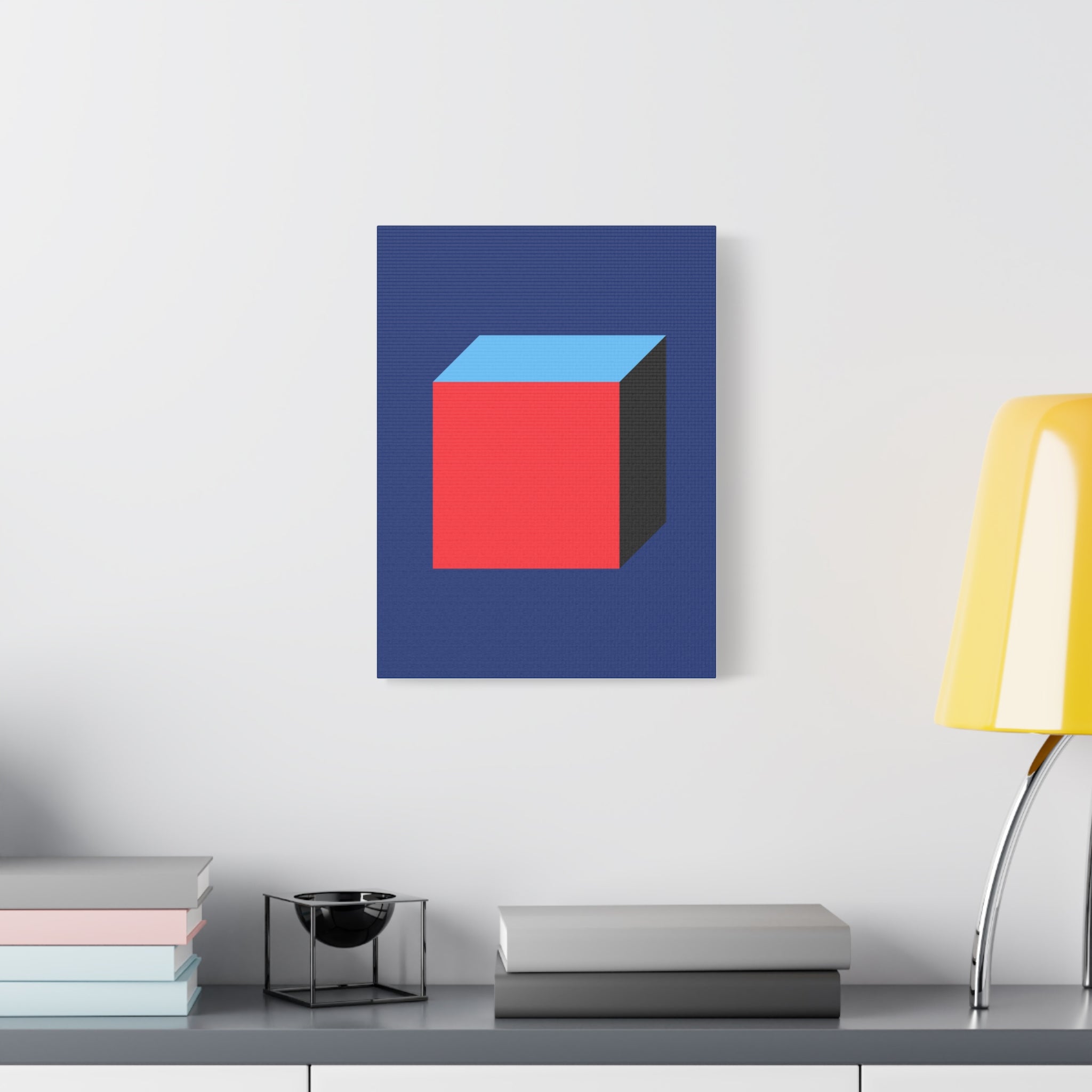 Abstract Red & Blue Cube Canvas Art